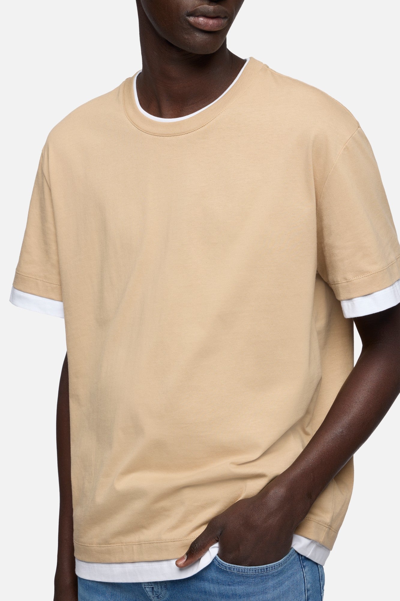 7-for-all-mankind-double-layer-tee-shirt-tan image 4