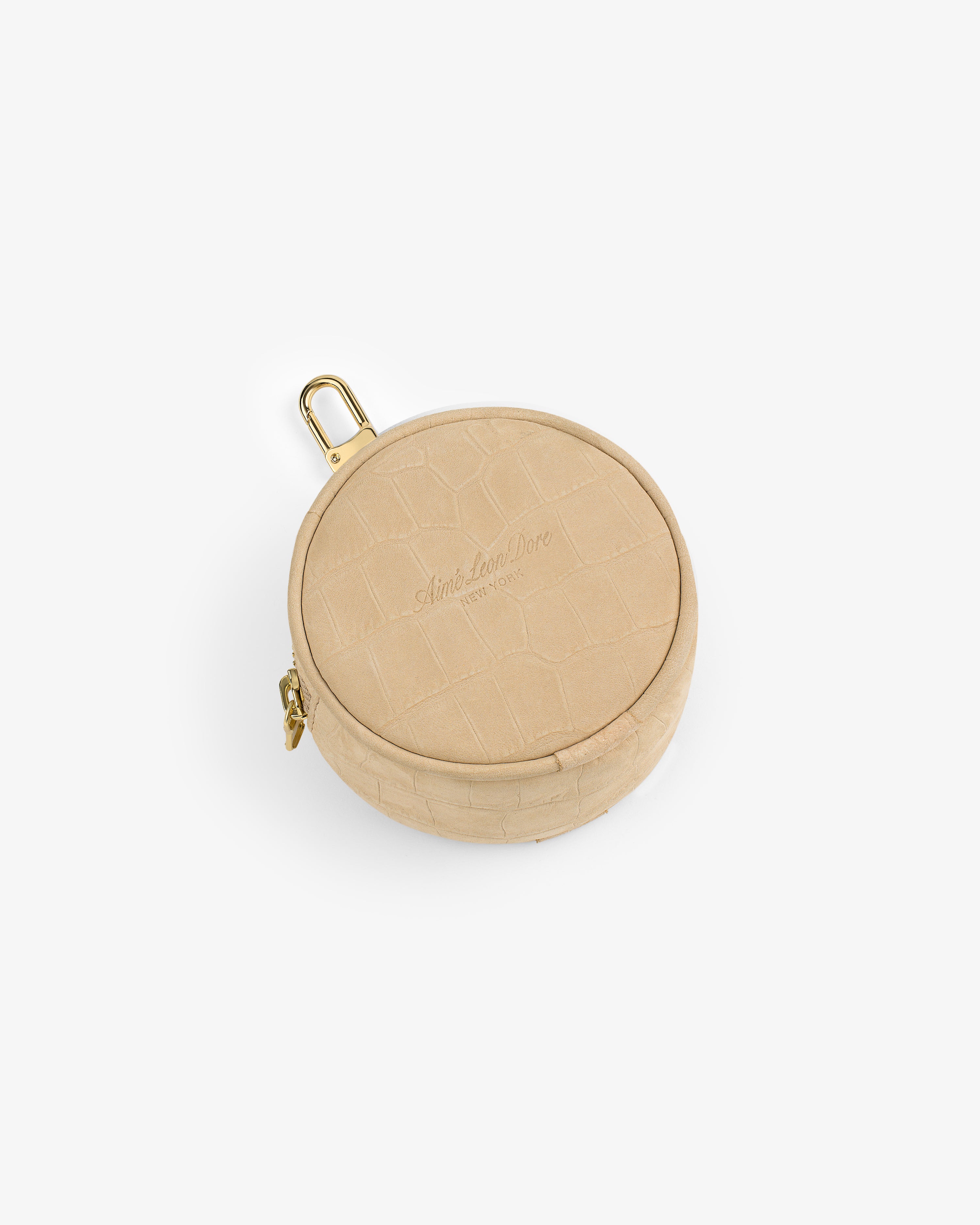 aim-leon-dore-croc-embossed-nubuck-keychain-pouch-tan image 3