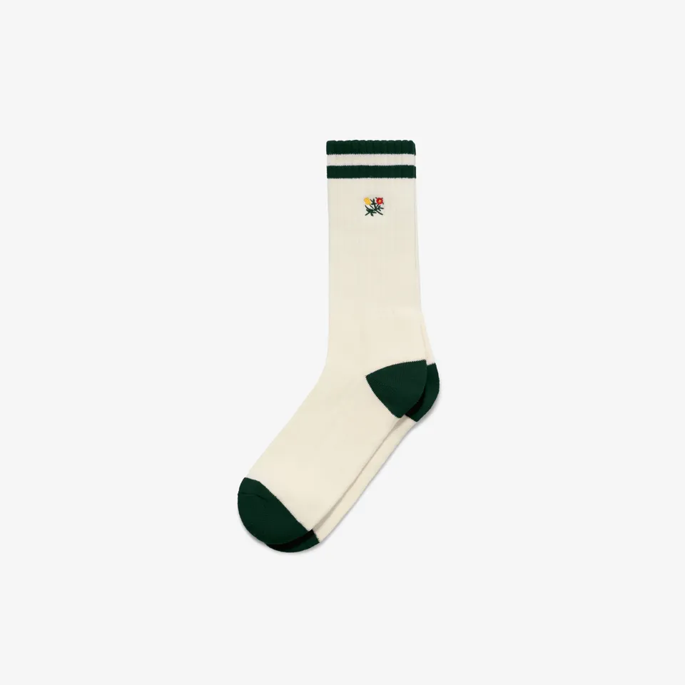 aim-leon-dore-striped-crest-sock-cream-green-baumwollsocken image 1