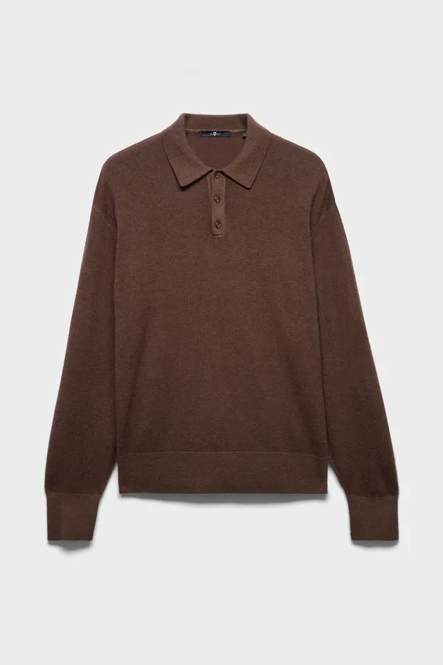 7-for-all-mankind-long-sleeve-polo-wool-espresso-herren-cashmere image 1