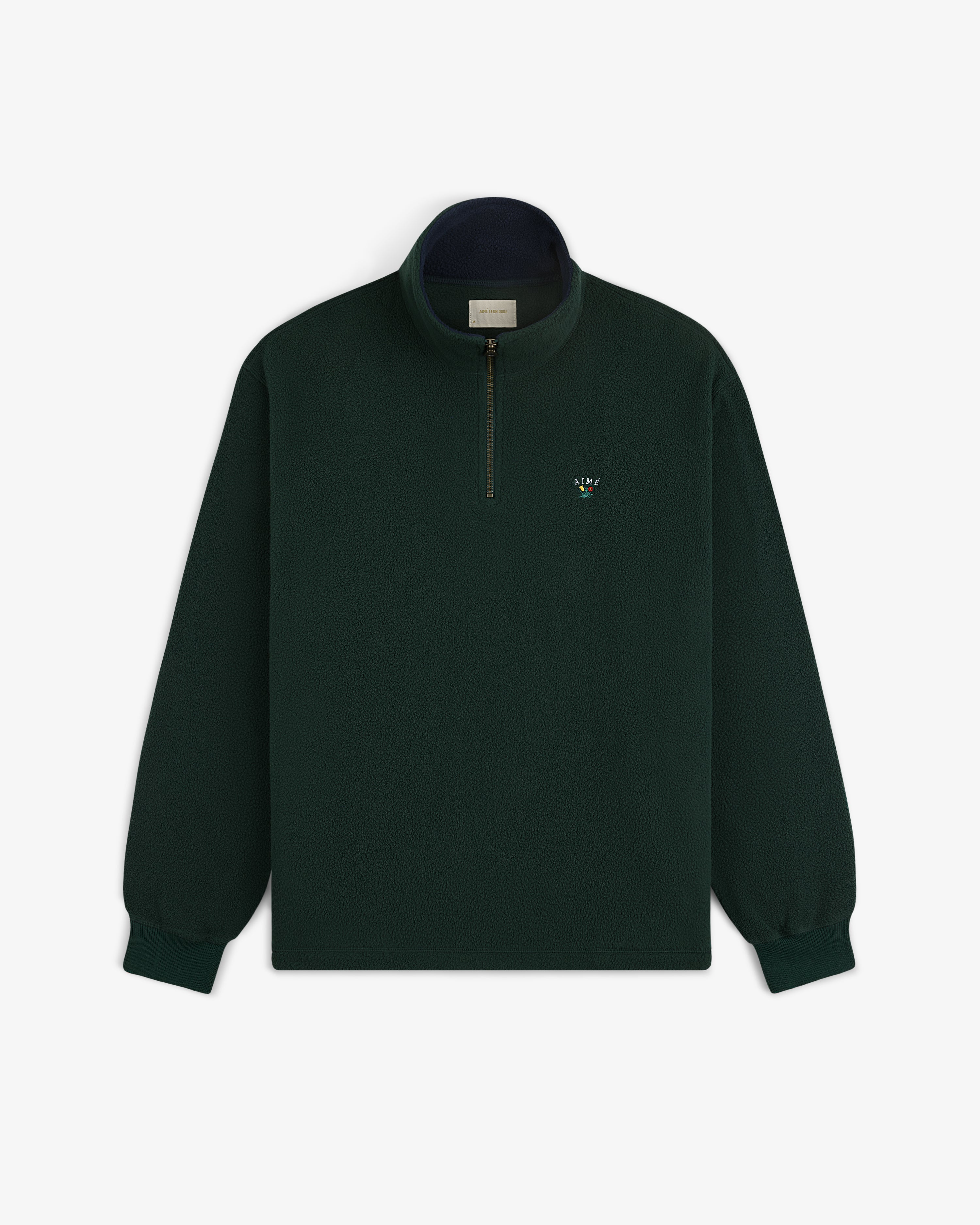 aim-leon-dore-crest-quarter-zip-fleece-pullover-gr-n-regular-fit image 2