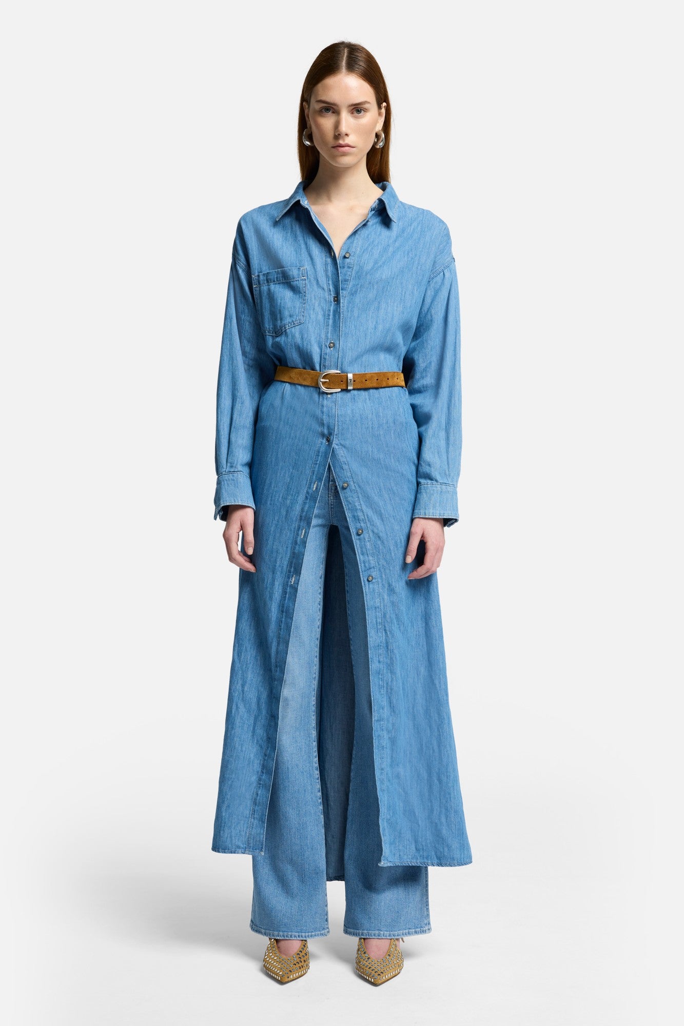 7-for-all-mankind-indigo-linen-maxi-shirtkleid-damen-icy image 2