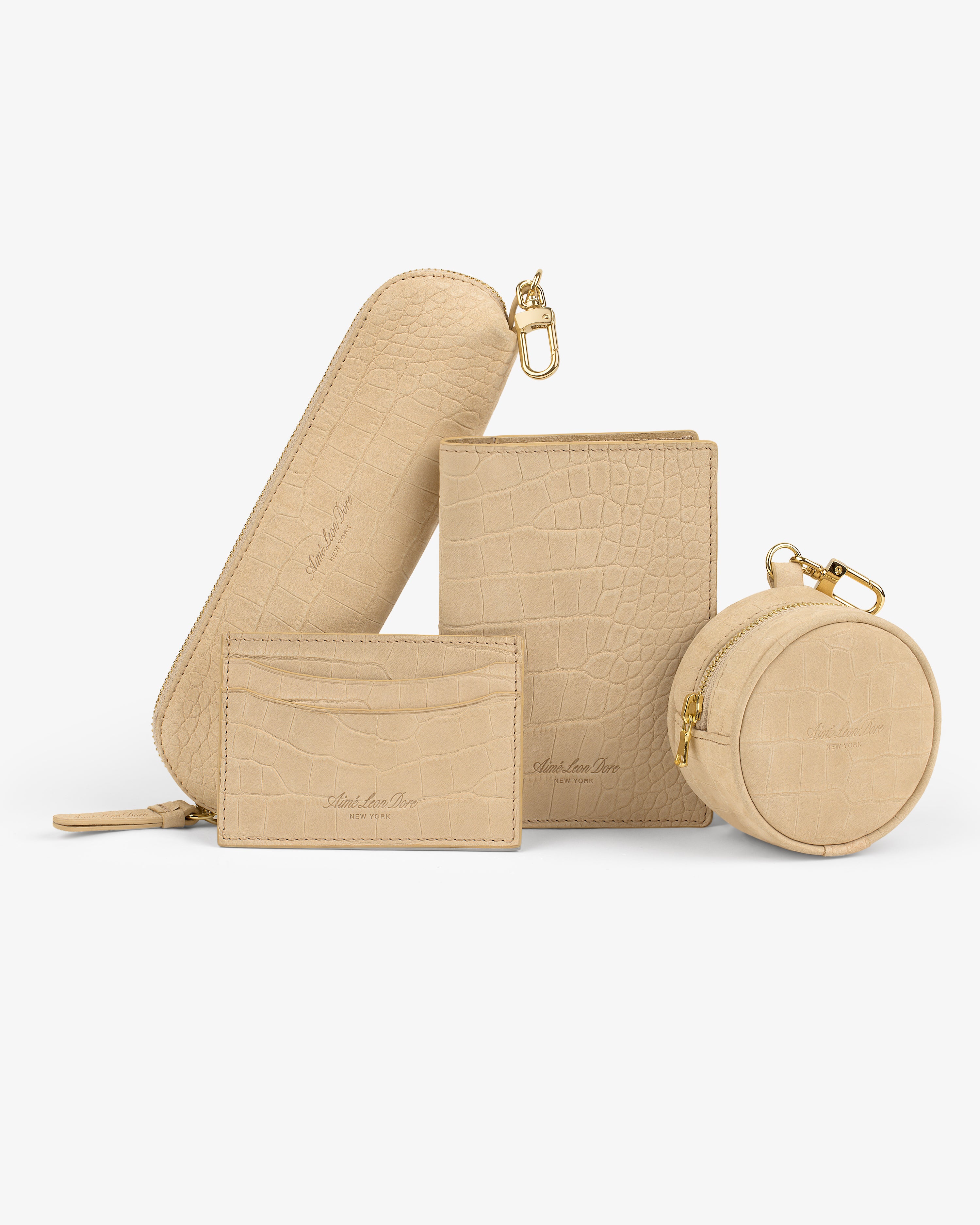 aim-leon-dore-croc-embossed-nubuck-keychain-pouch-tan image 5