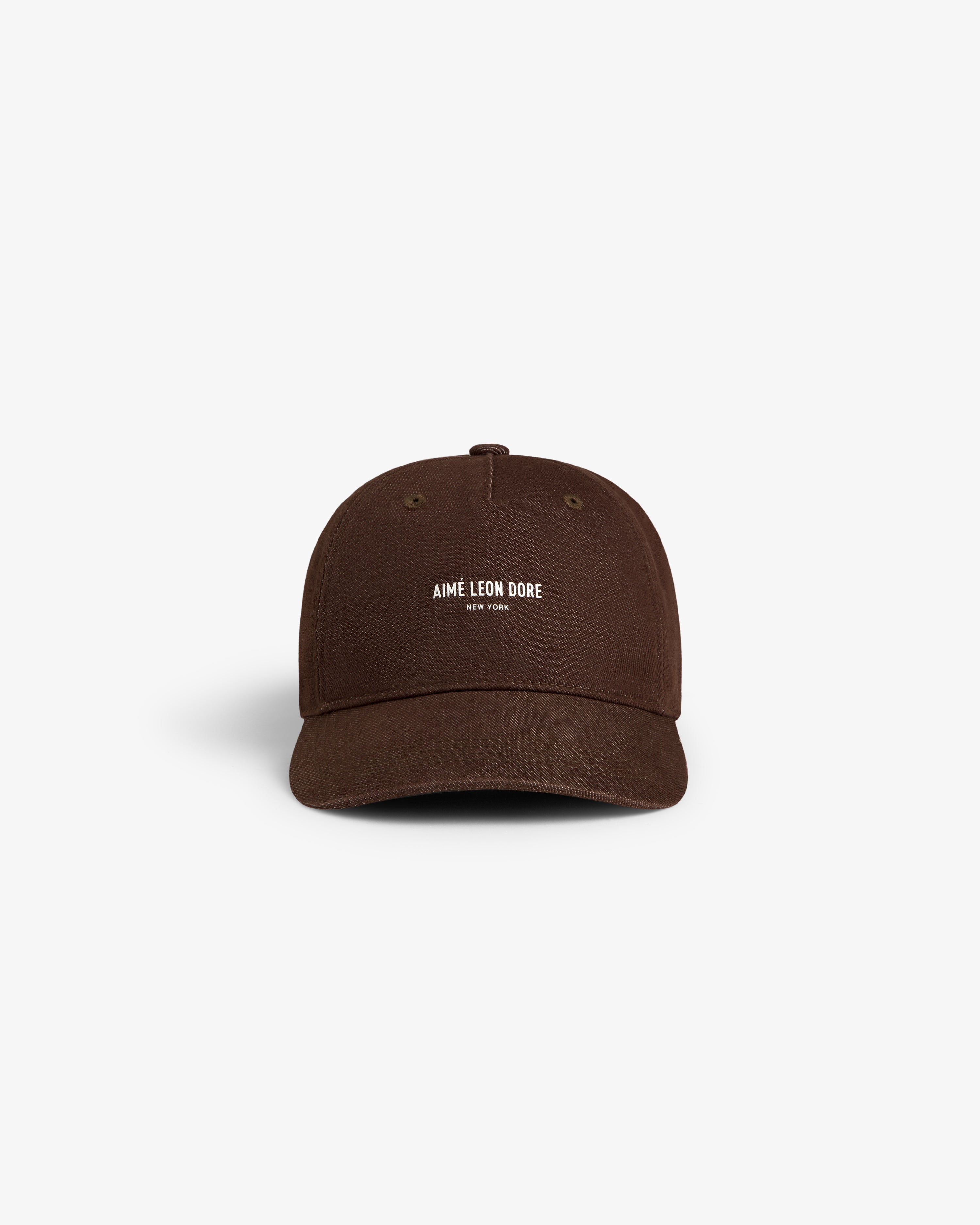 aim-leon-dore-vintage-micro-logo-hat-braun-5-panel-denim-cap image 2