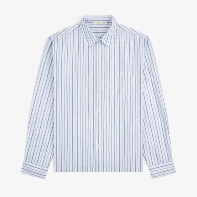 aim-leon-dore-poplin-casual-shirt-blau-gestreift image 1