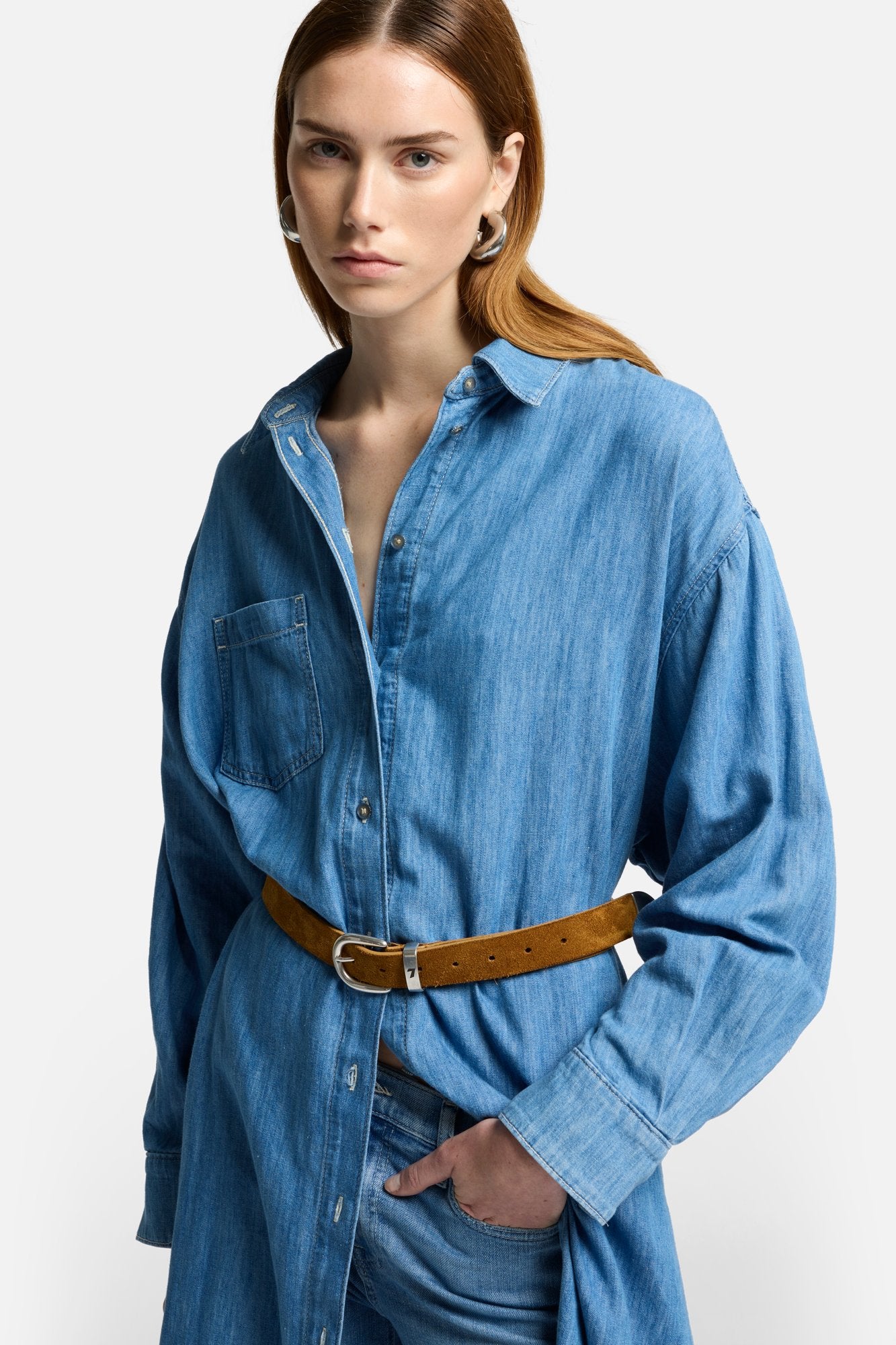 7-for-all-mankind-indigo-linen-maxi-shirtkleid-damen-icy image 4