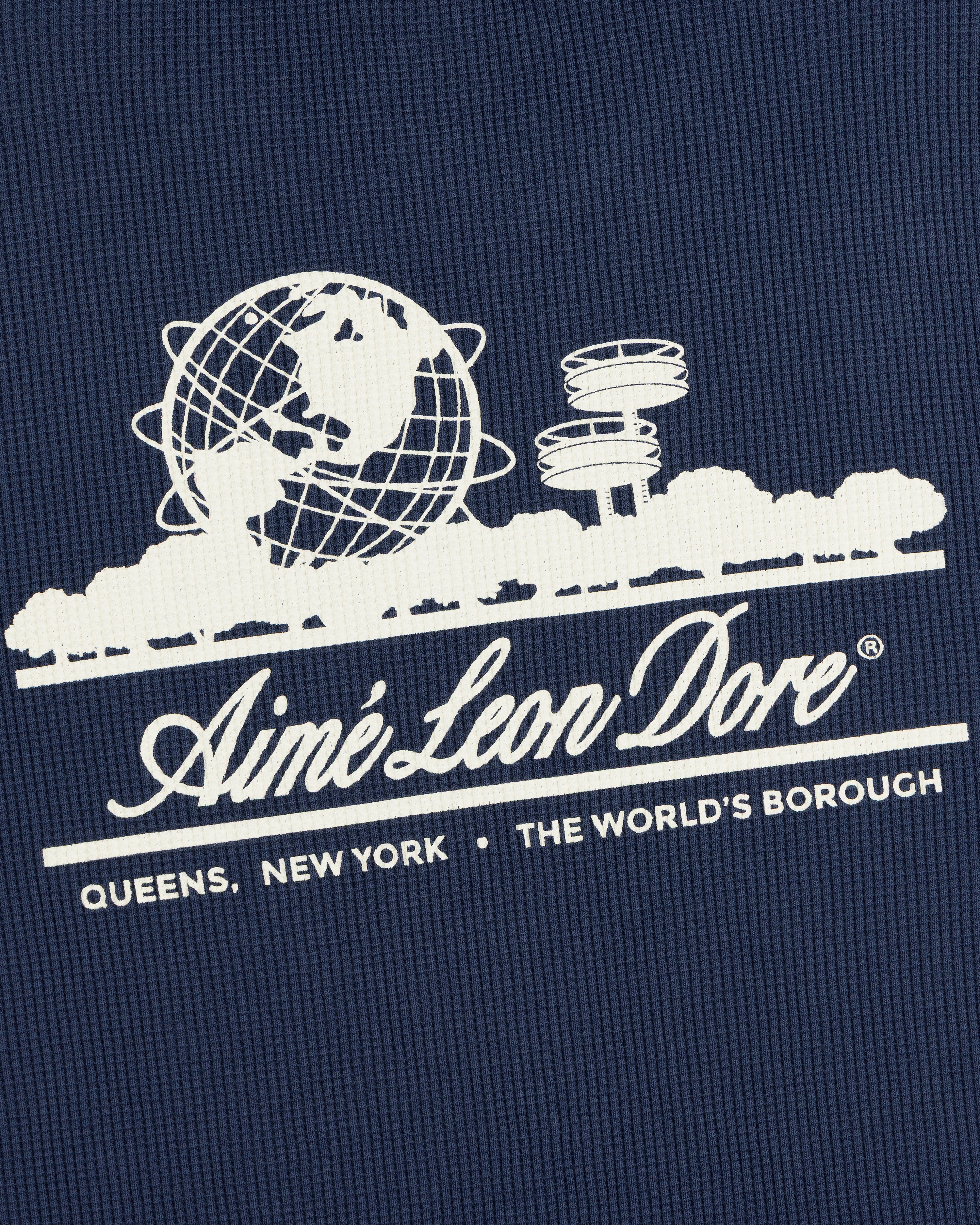 aim-leon-dore-long-sleeve-unisphere-waffle-thermal-navy image 4