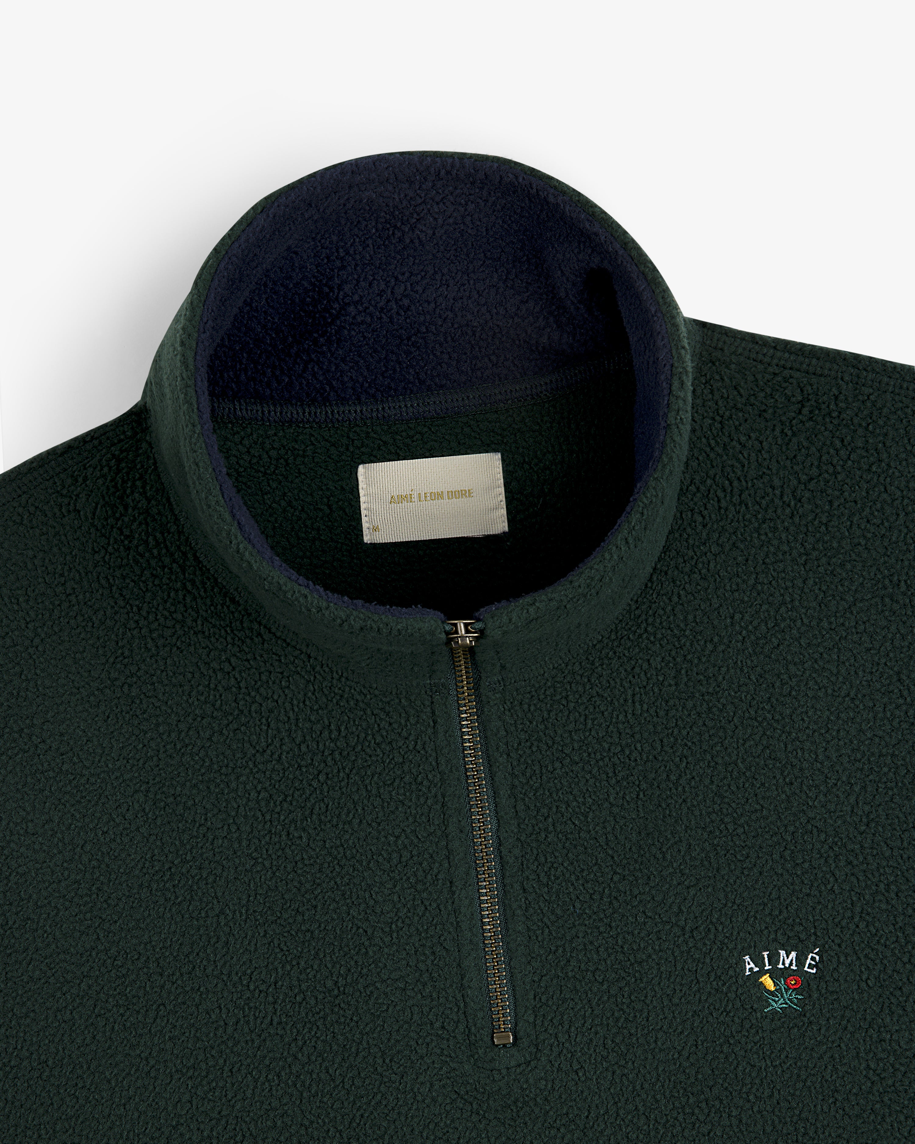 aim-leon-dore-crest-quarter-zip-fleece-pullover-gr-n-regular-fit image 3