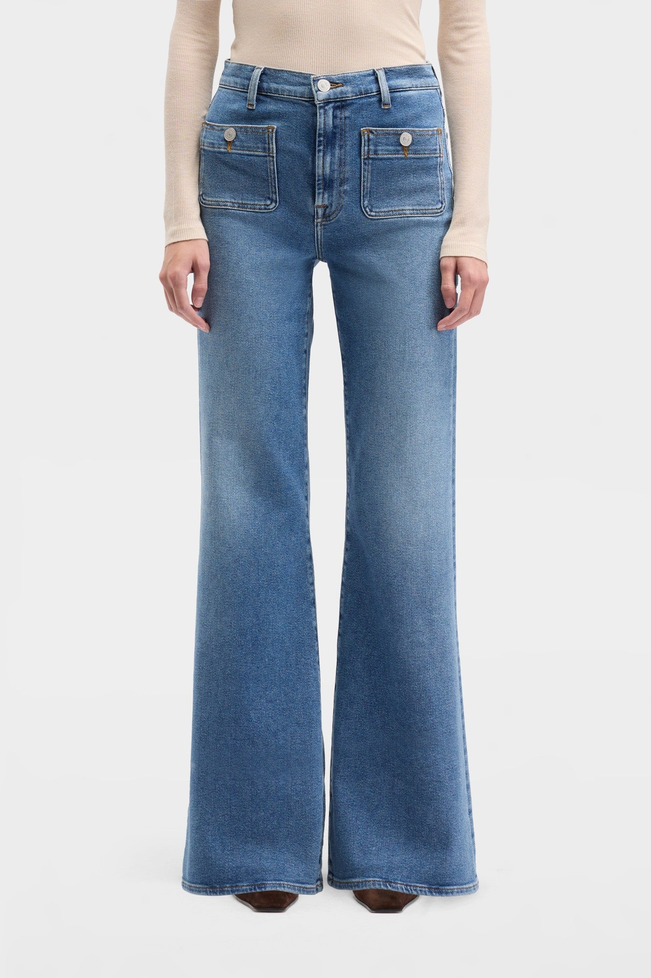 7-for-all-mankind-petite-modern-dojo-flare-jeans-luxe-vintage-oceanstone-damen image 3