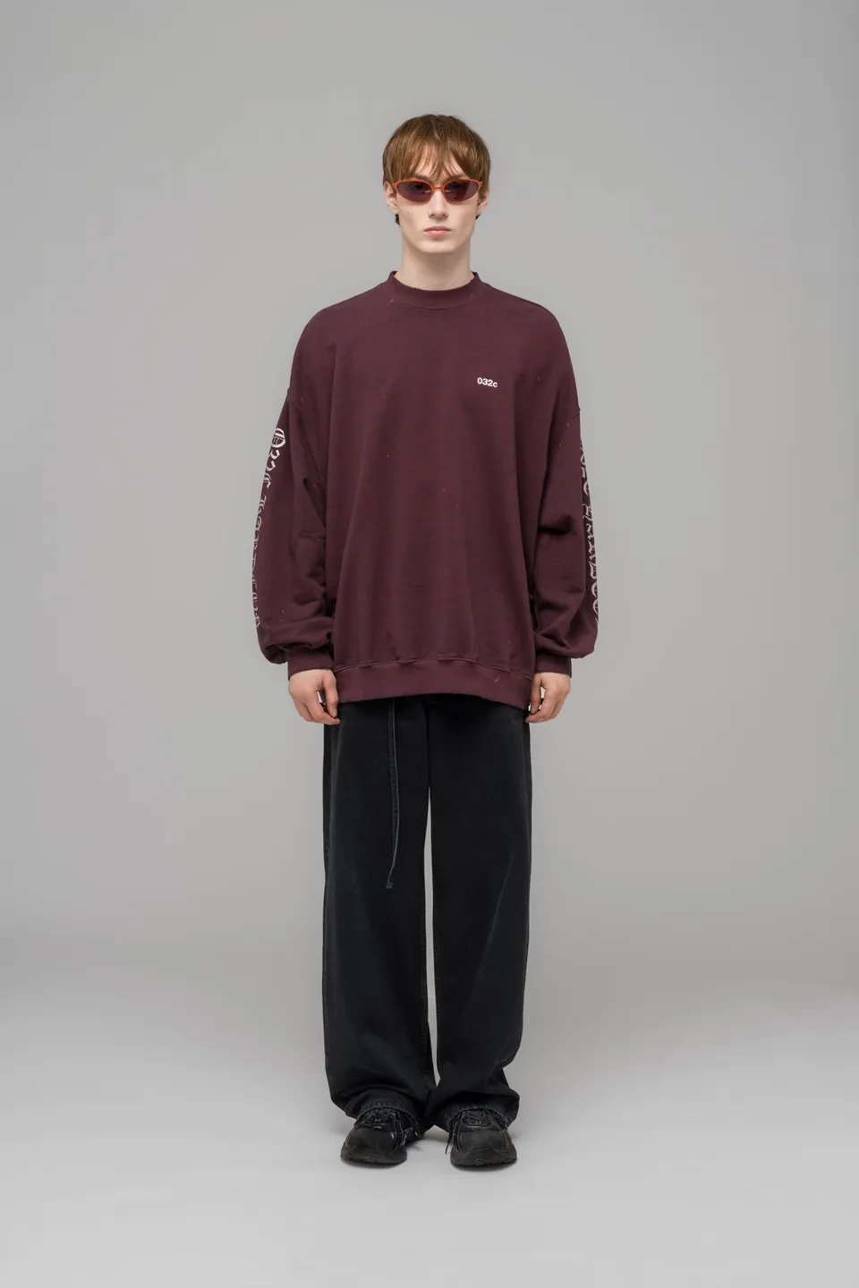 032c-oversized-crewneck-metallic-print-terry-stone-washed image 1
