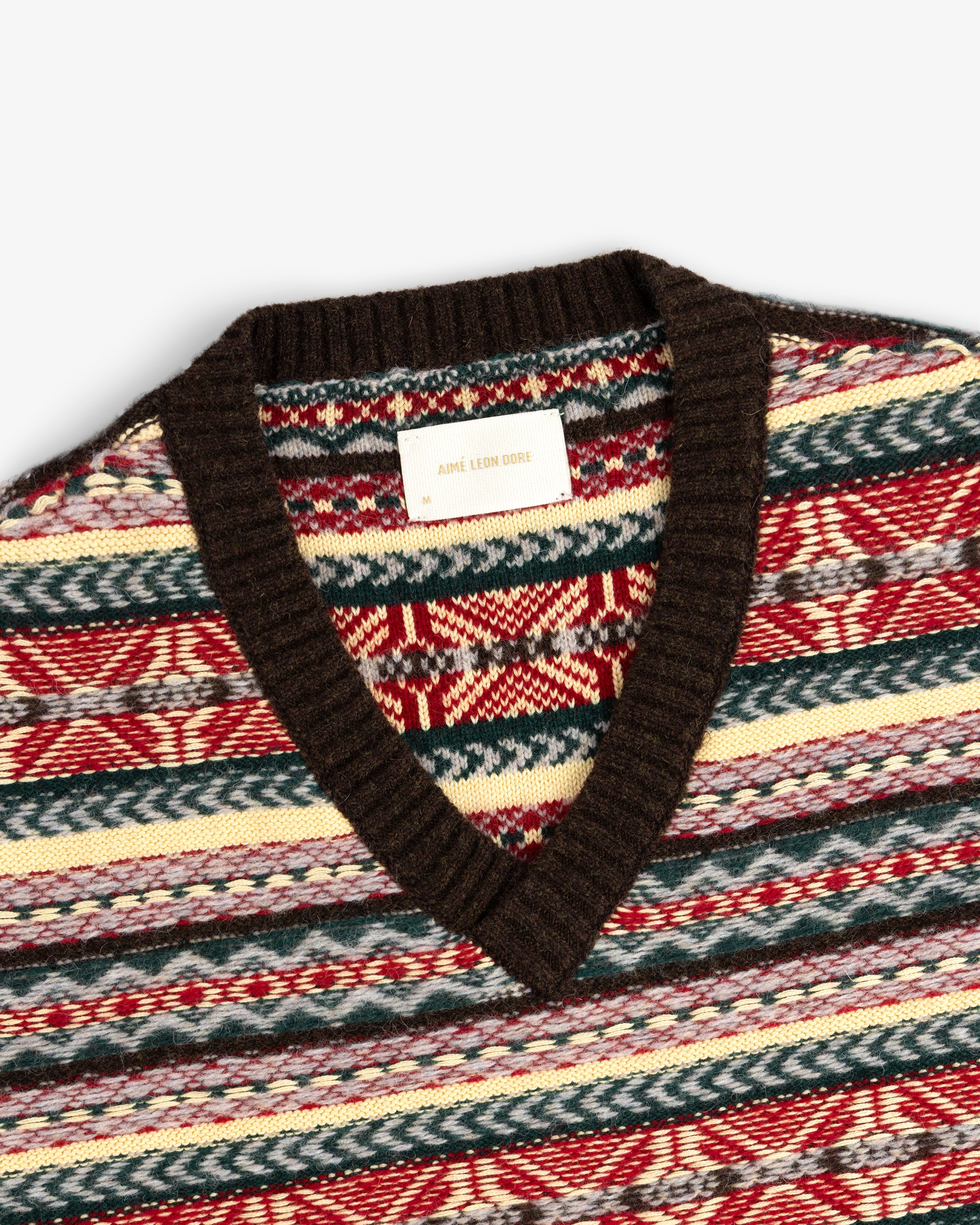 aim-leon-dore-fair-isle-v-neck-sweater-pullover-multicolor image 4