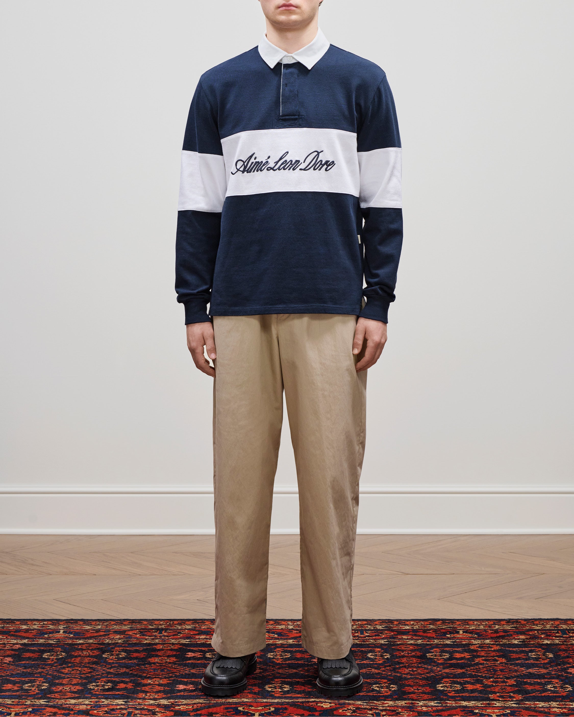 aim-leon-dore-script-paneled-rugby-navy-regular-fit image 3