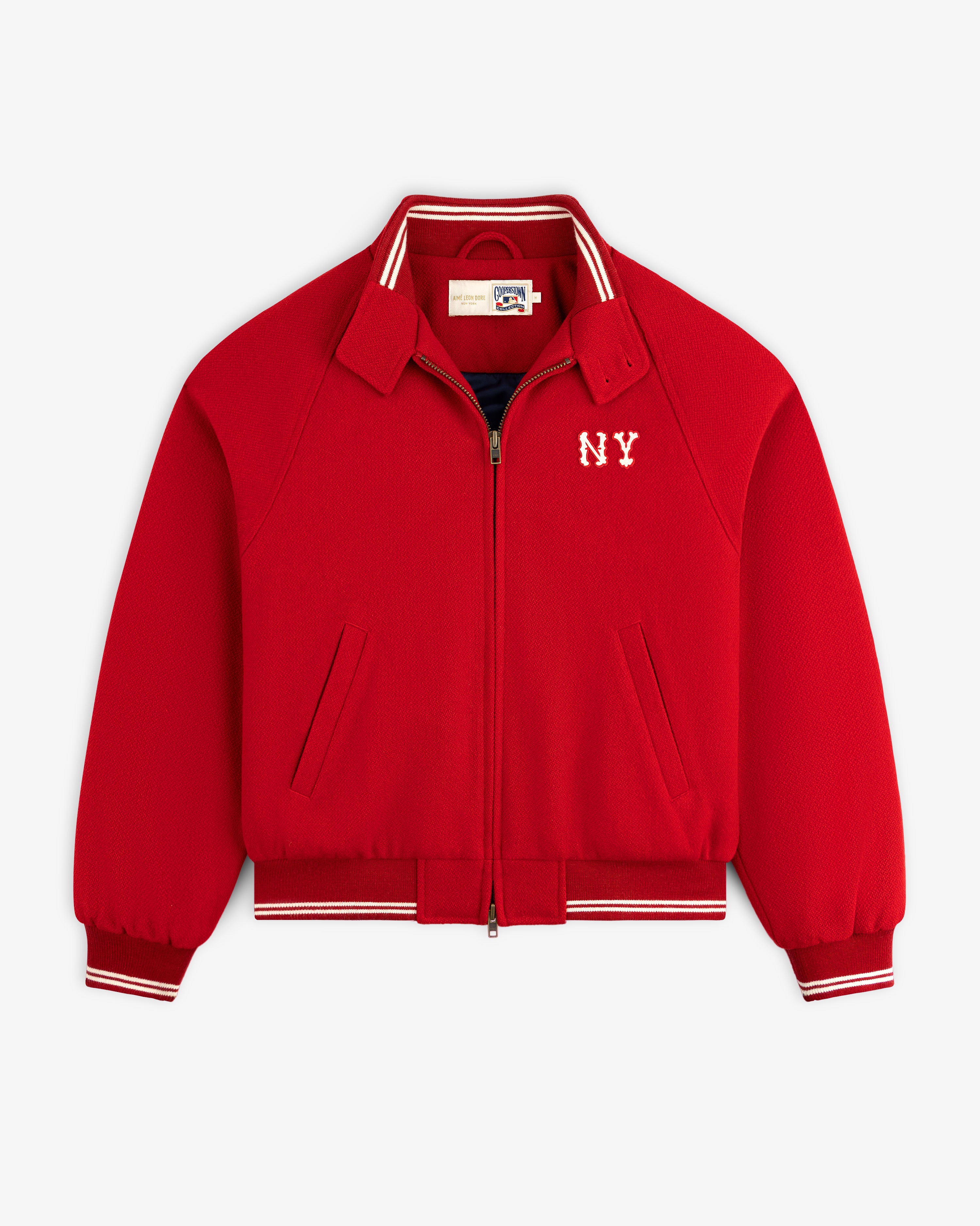 aim-leon-dore-ny-highlanders-wool-varsity-jacke-rot image 2