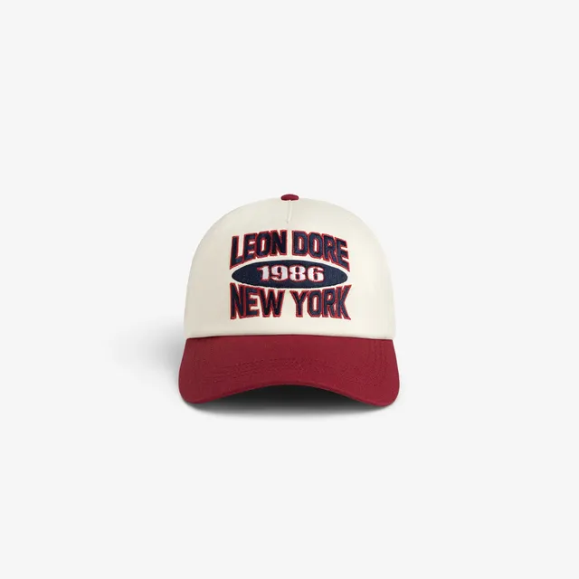 aim-leon-dore-colorblock-club-hat-creme-rot image 1
