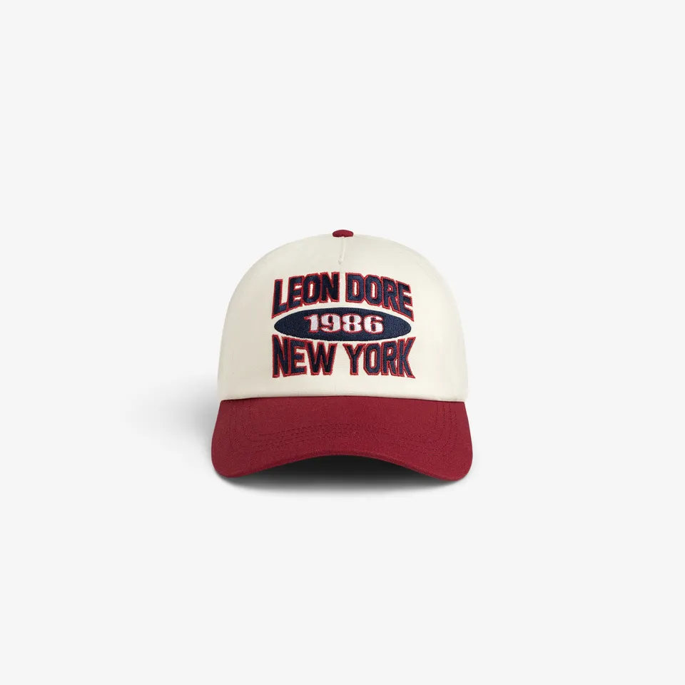 aim-leon-dore-colorblock-club-hat-creme-rot image 1
