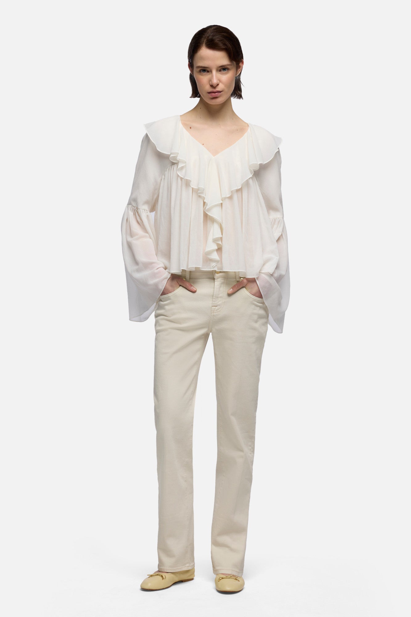 7-for-all-mankind-flowy-long-sleeve-bluse-silk-blend-in-ivory image 2
