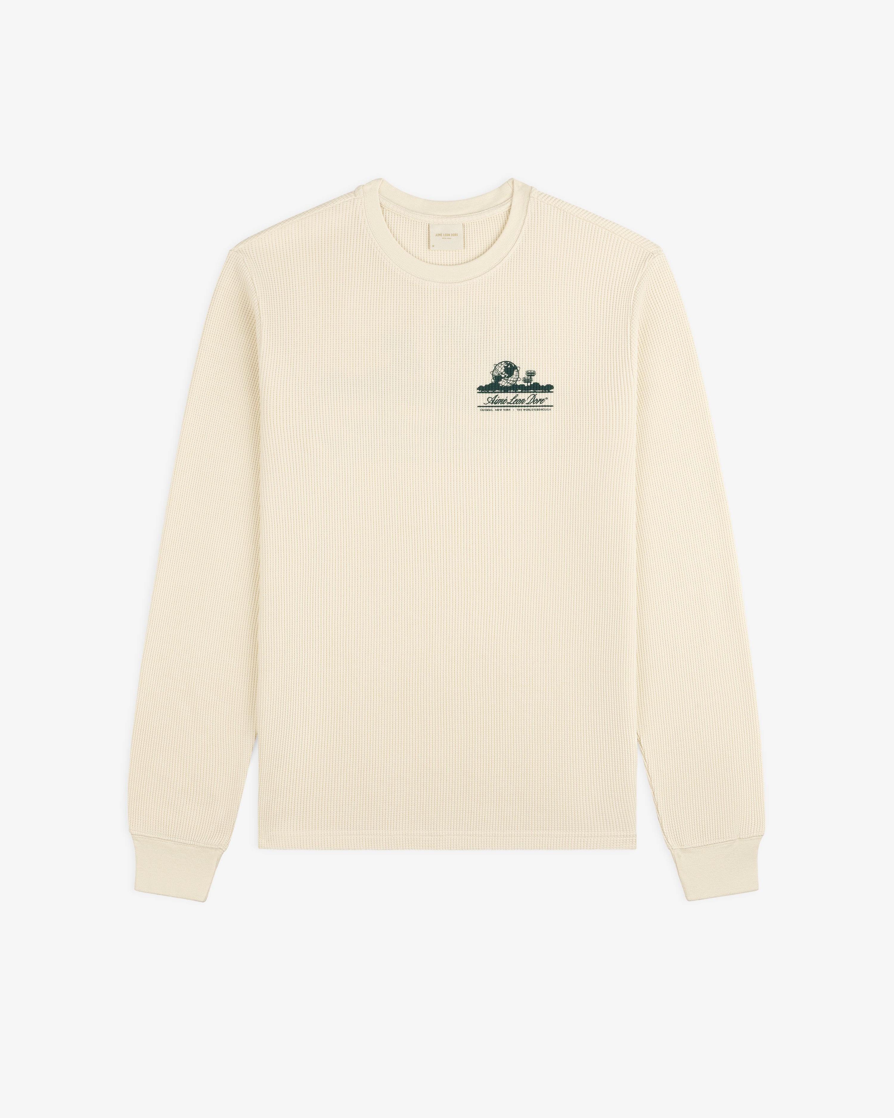 aim-leon-dore-long-sleeve-unisphere-waffle-thermal-cream image 4