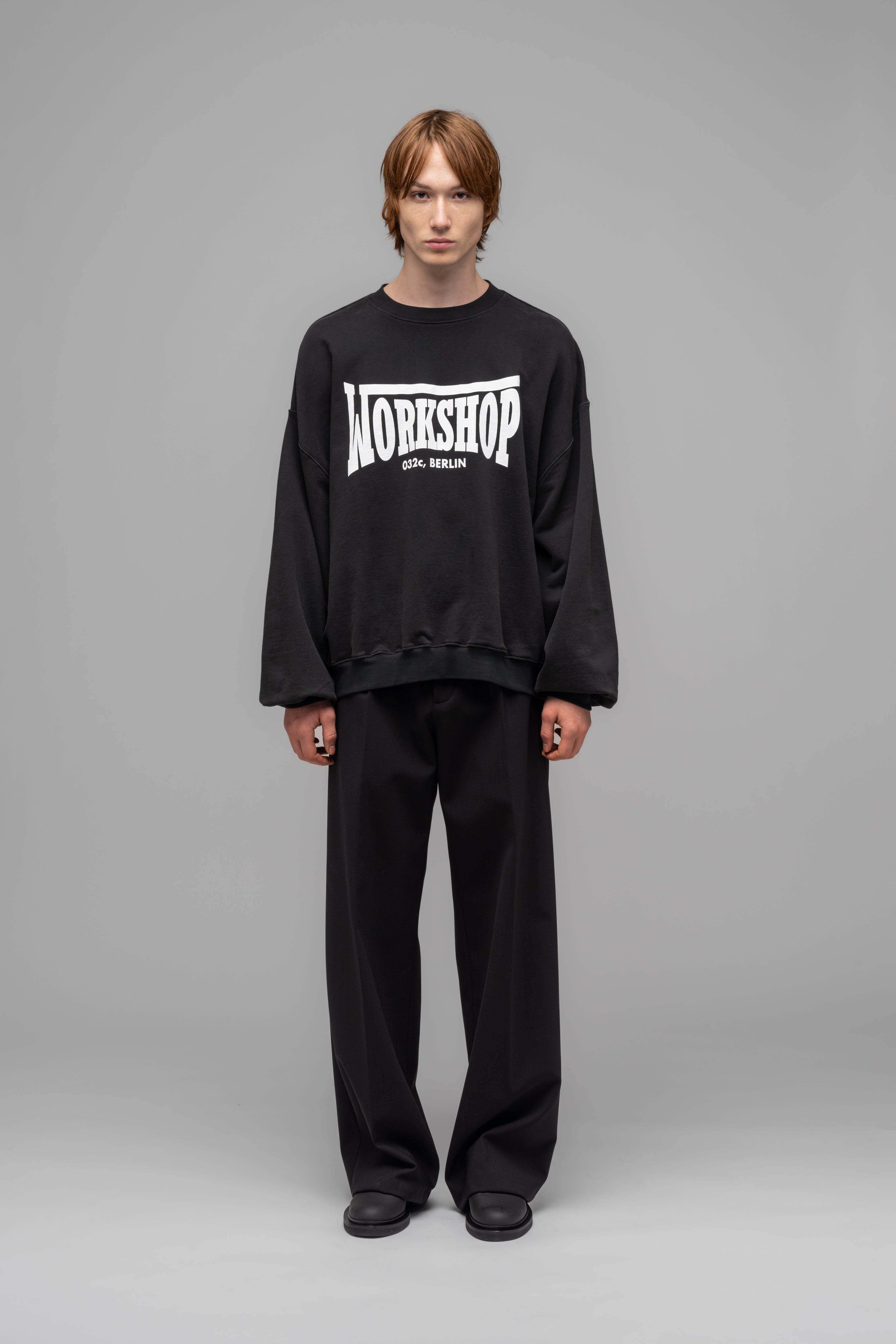 032c-workshop-crewneck-with-print-faded-black-sweatshirt-oversized-unisex image 2