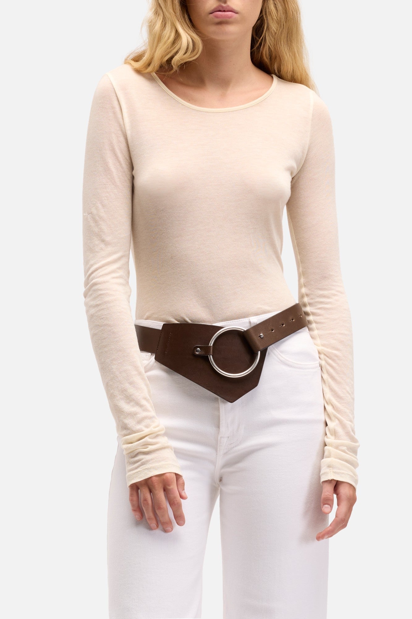7-for-all-mankind-asymmetric-waist-belt-lederg-rtel-leather-brown image 2