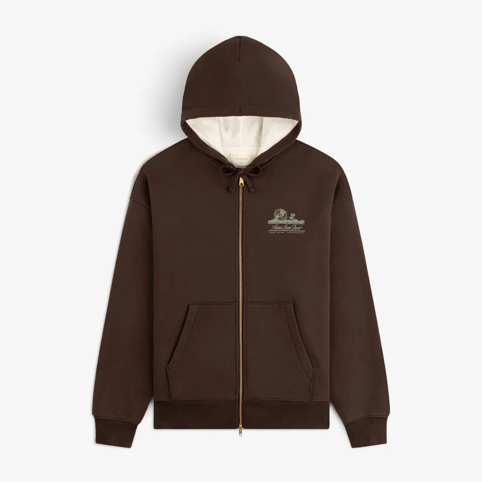 aim-leon-dore-unisphere-waffle-lined-full-zip-hoodie-braun image 1