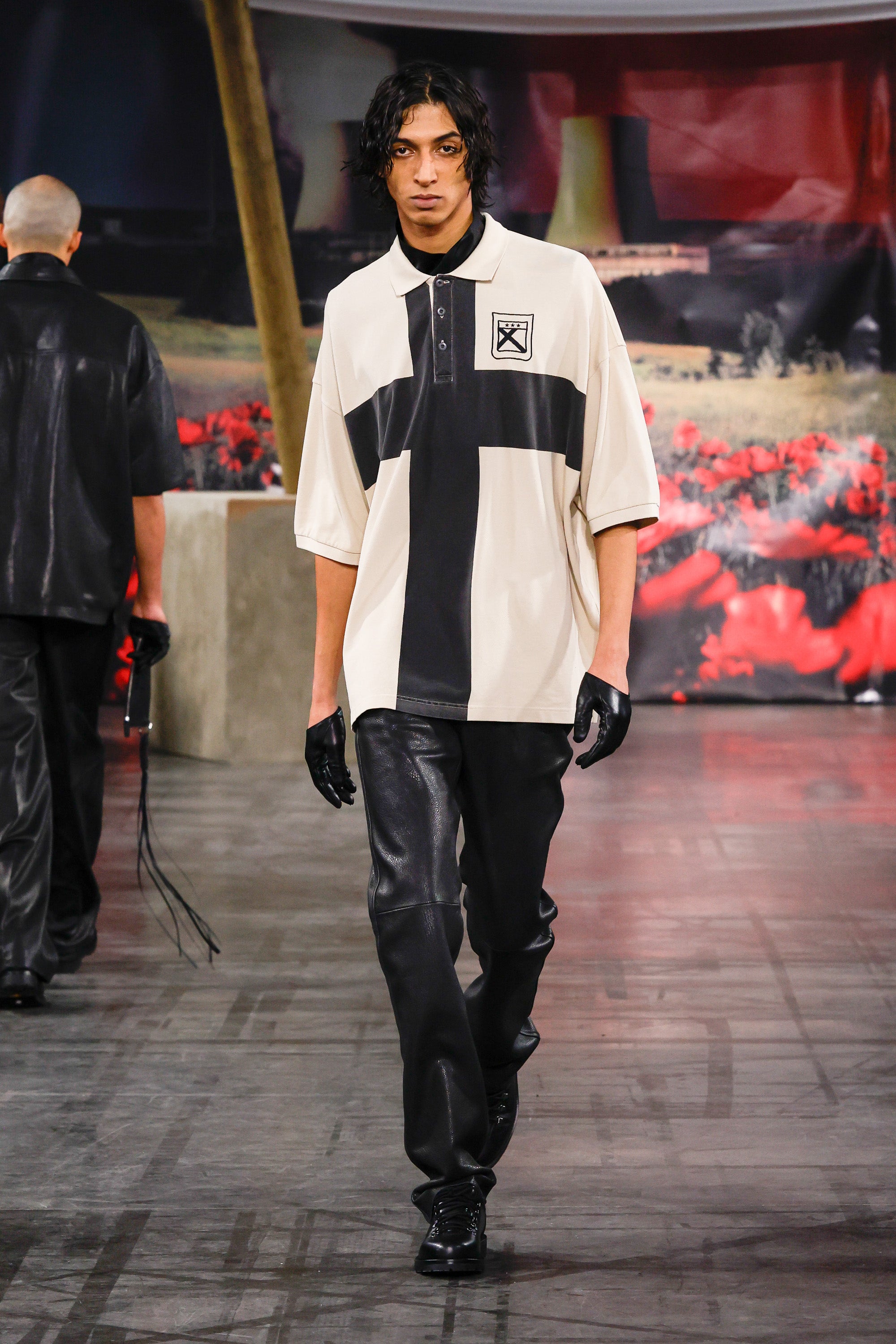 032c-fainting-cross-oversized-polo-stone-washed image 2