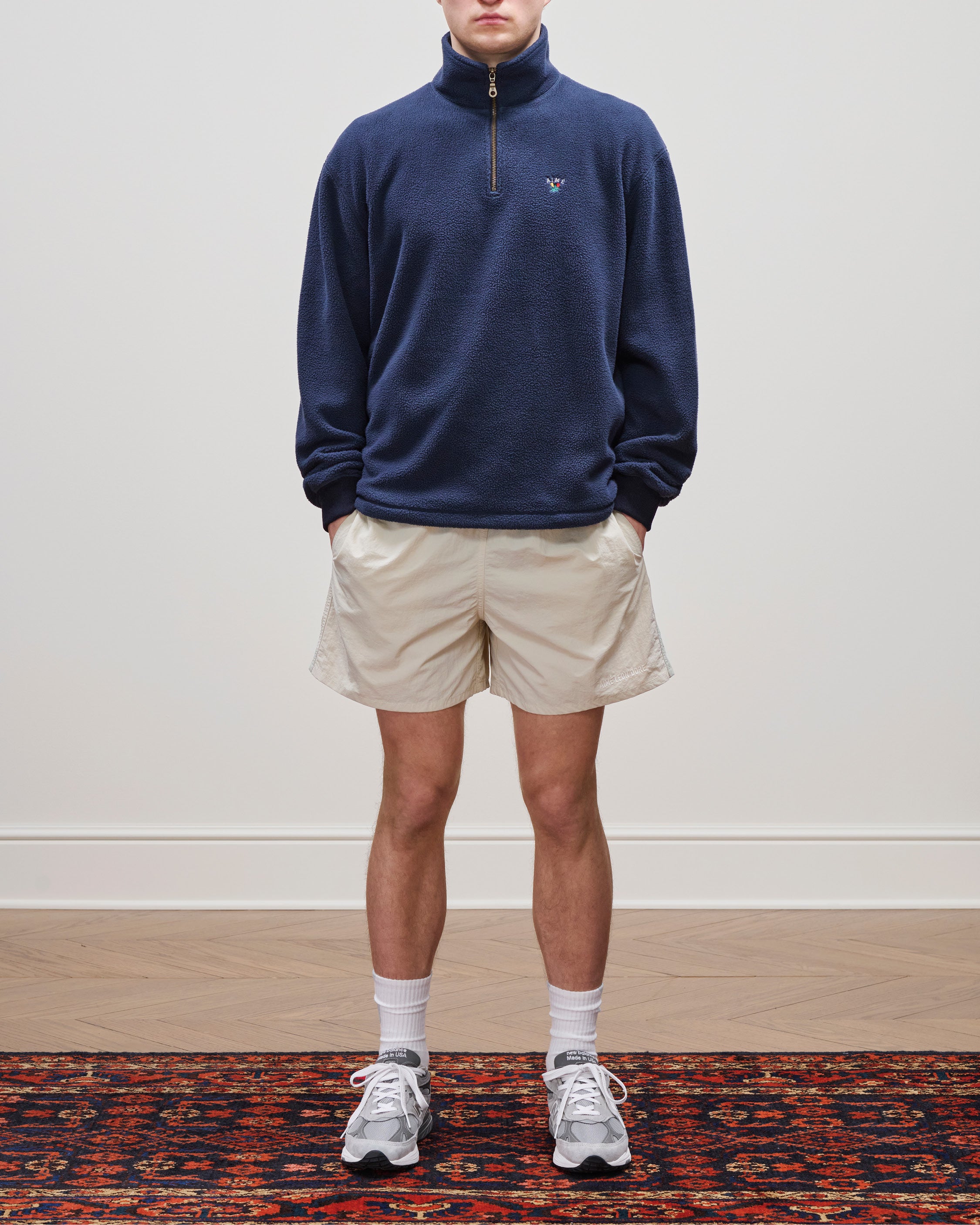 aim-leon-dore-crest-quarter-zip-fleece-pullover-navy image 3