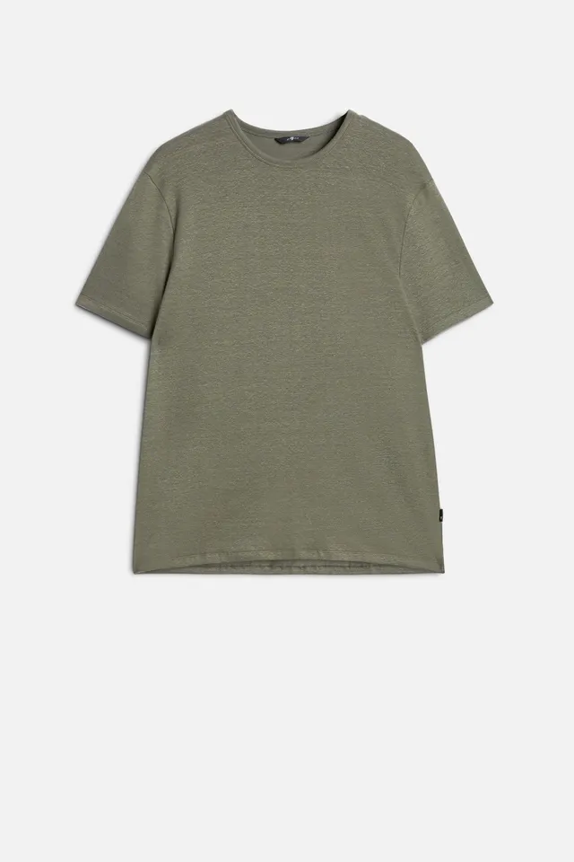 7-for-all-mankind-tee-t-shirt-linen-blend-army-herren image 1