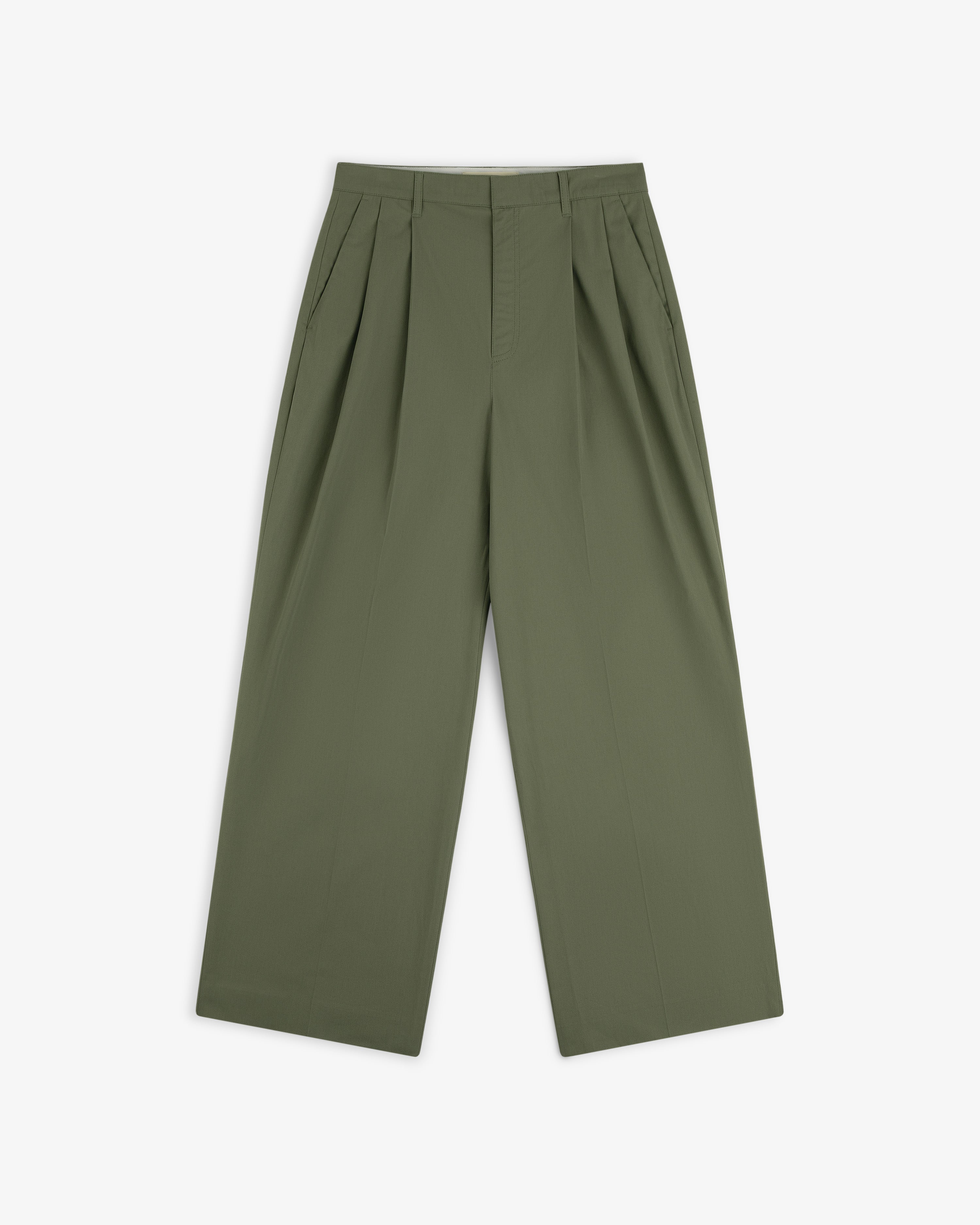 aim-leon-dore-lightweight-pleated-cotton-trouser-hose-olive image 2