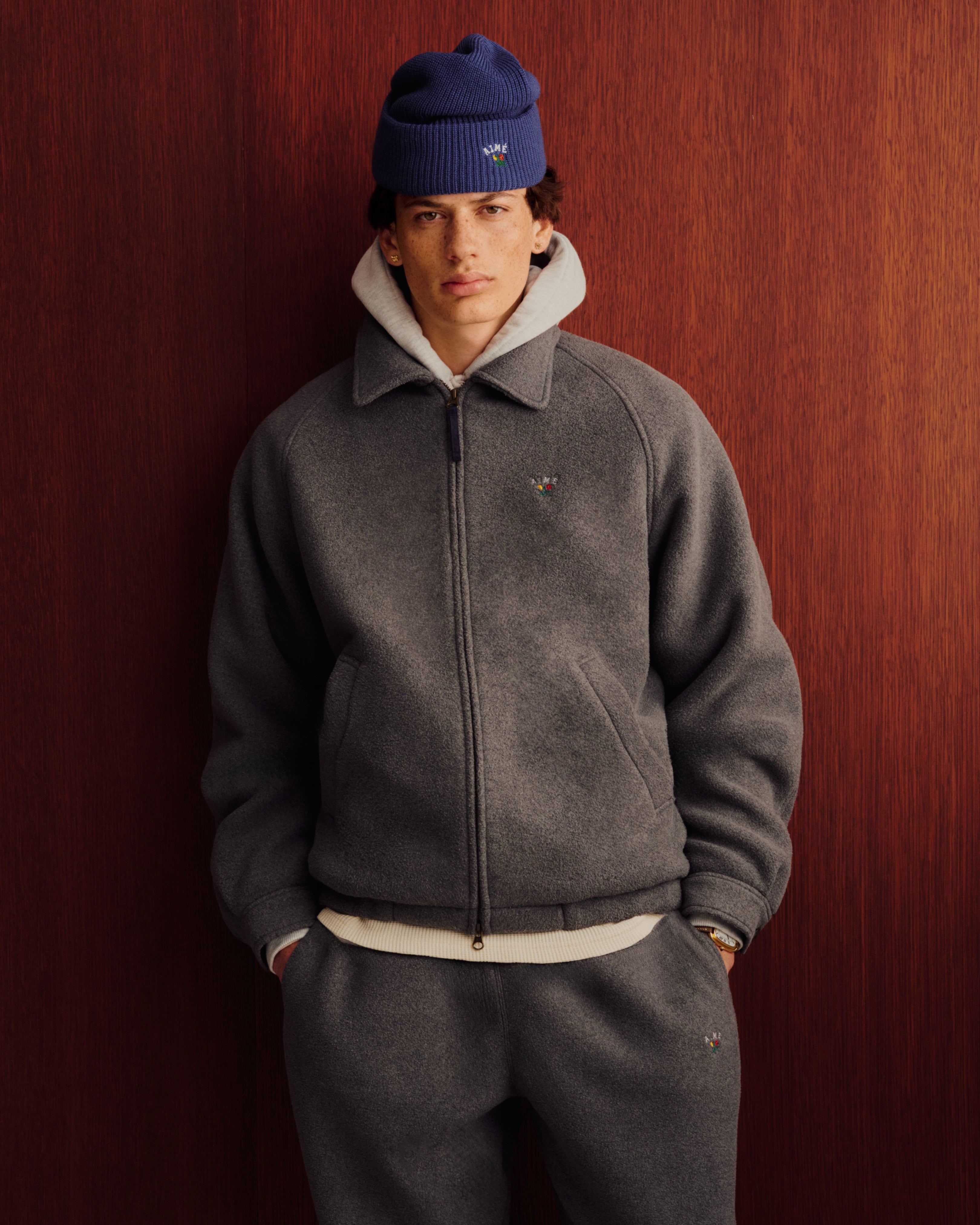 aim-leon-dore-crest-fleece-casual-jacke-grau image 3