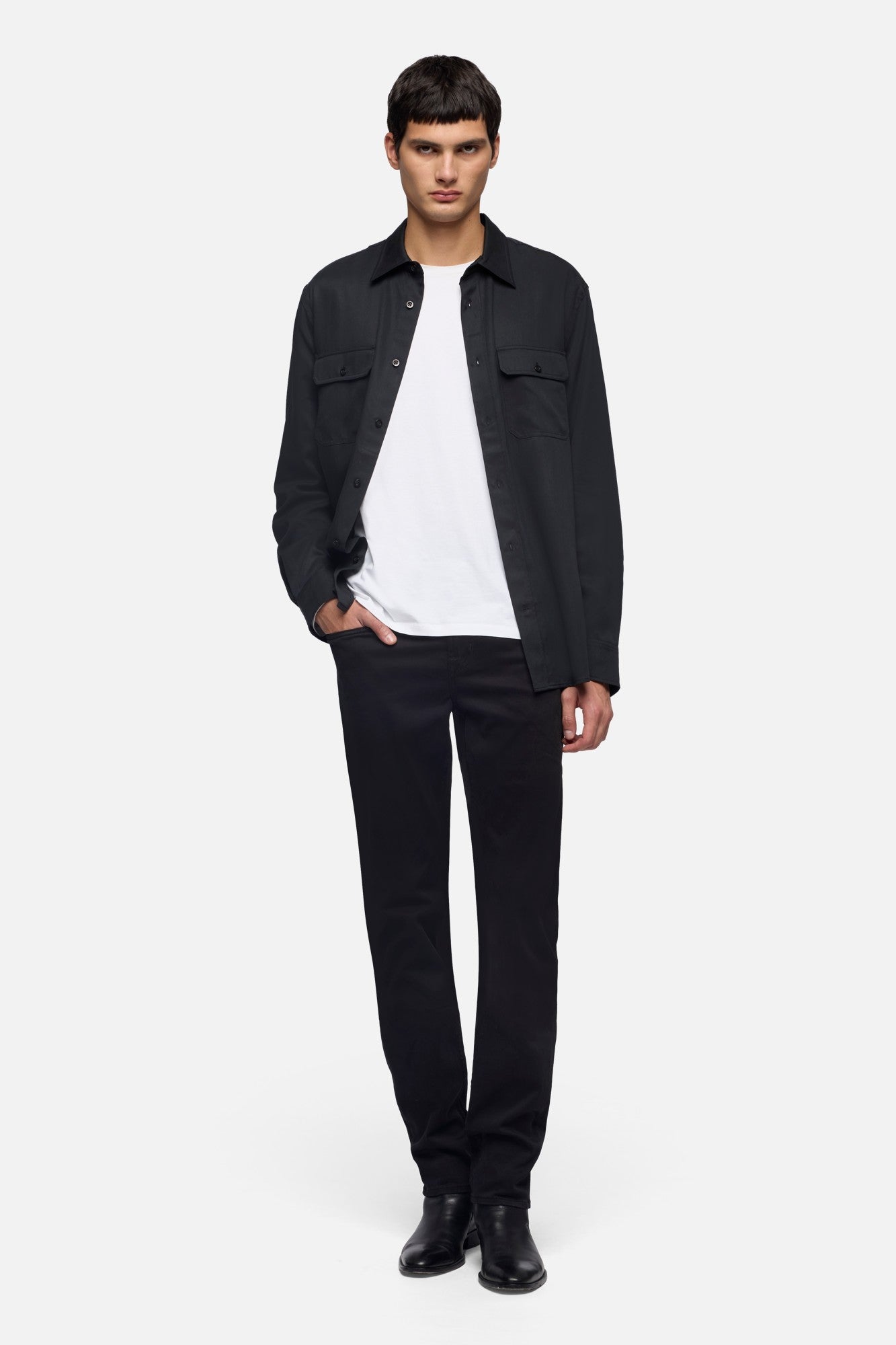 7-for-all-mankind-military-shirt-in-fluid-black-herren-hemd-aus-100-lyocell image 2