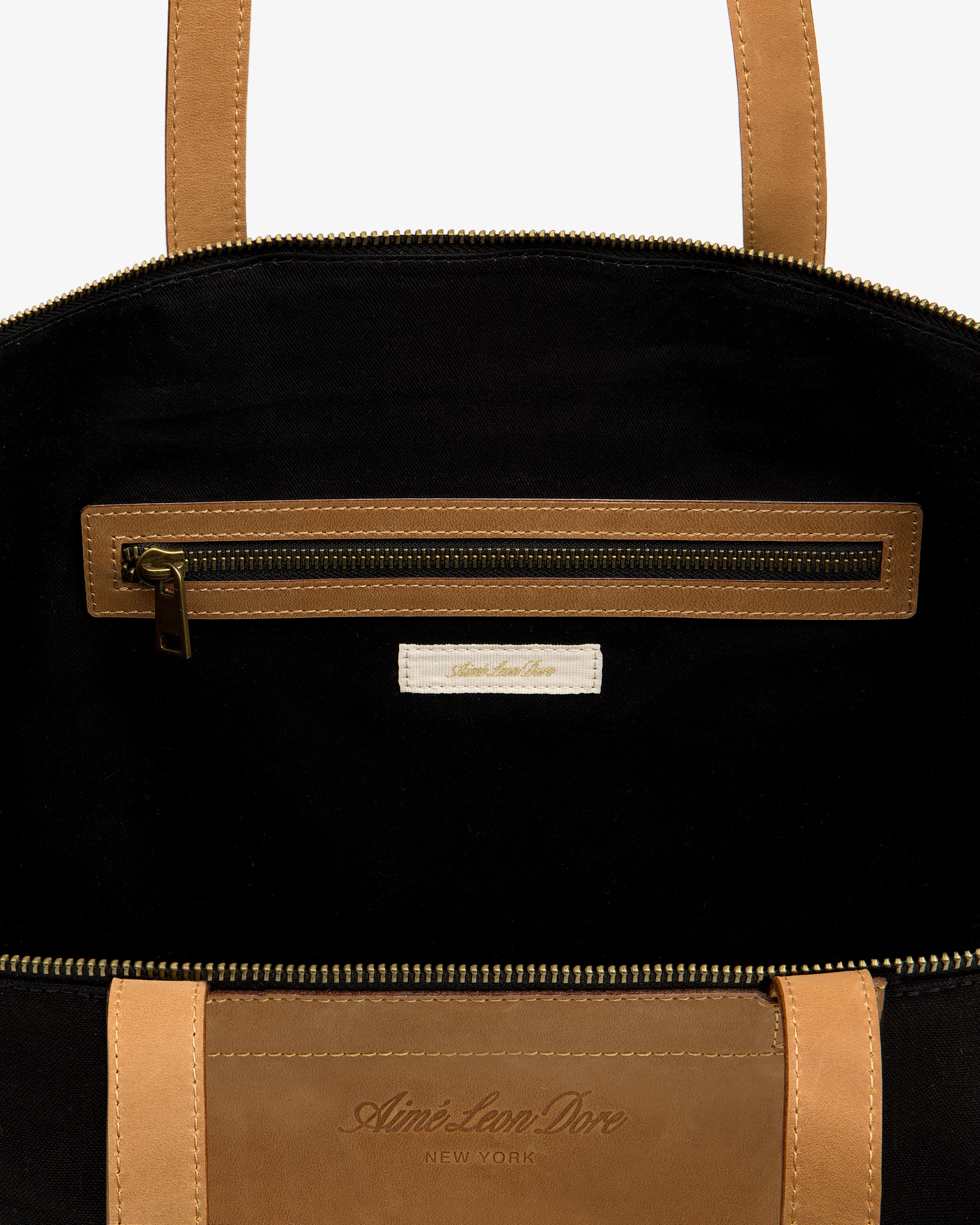 aim-leon-dore-leather-canvas-zip-tote-tasche-schwarz-21-2-zoll image 6