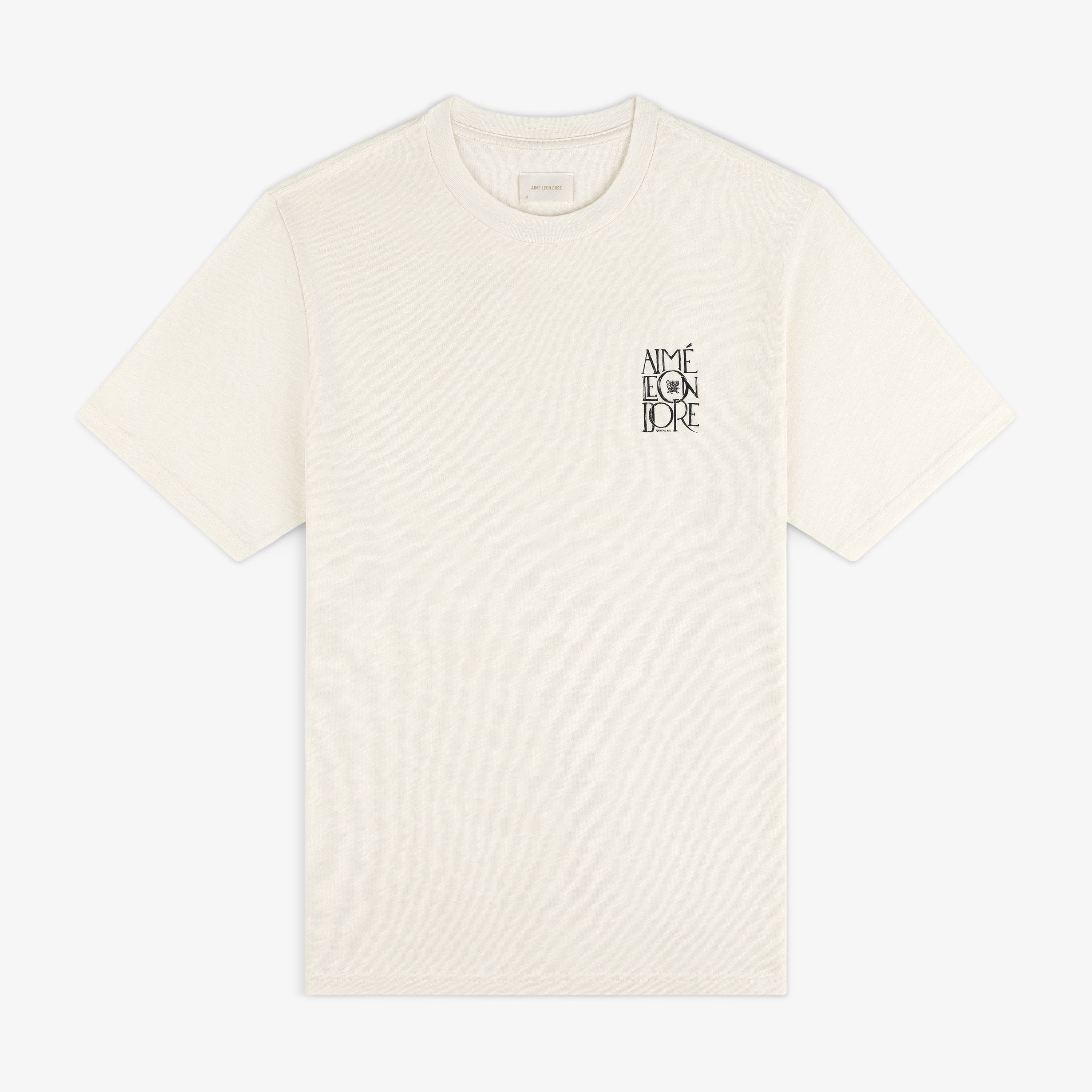 aim-leon-dore-stacked-logo-slub-t-shirt-cream-regular image 1