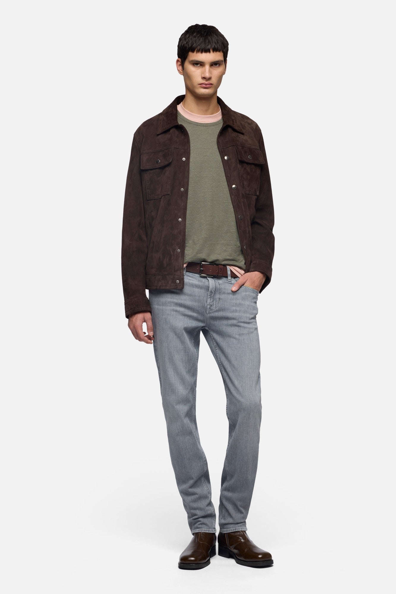 7-for-all-mankind-tee-t-shirt-linen-blend-army-herren image 2