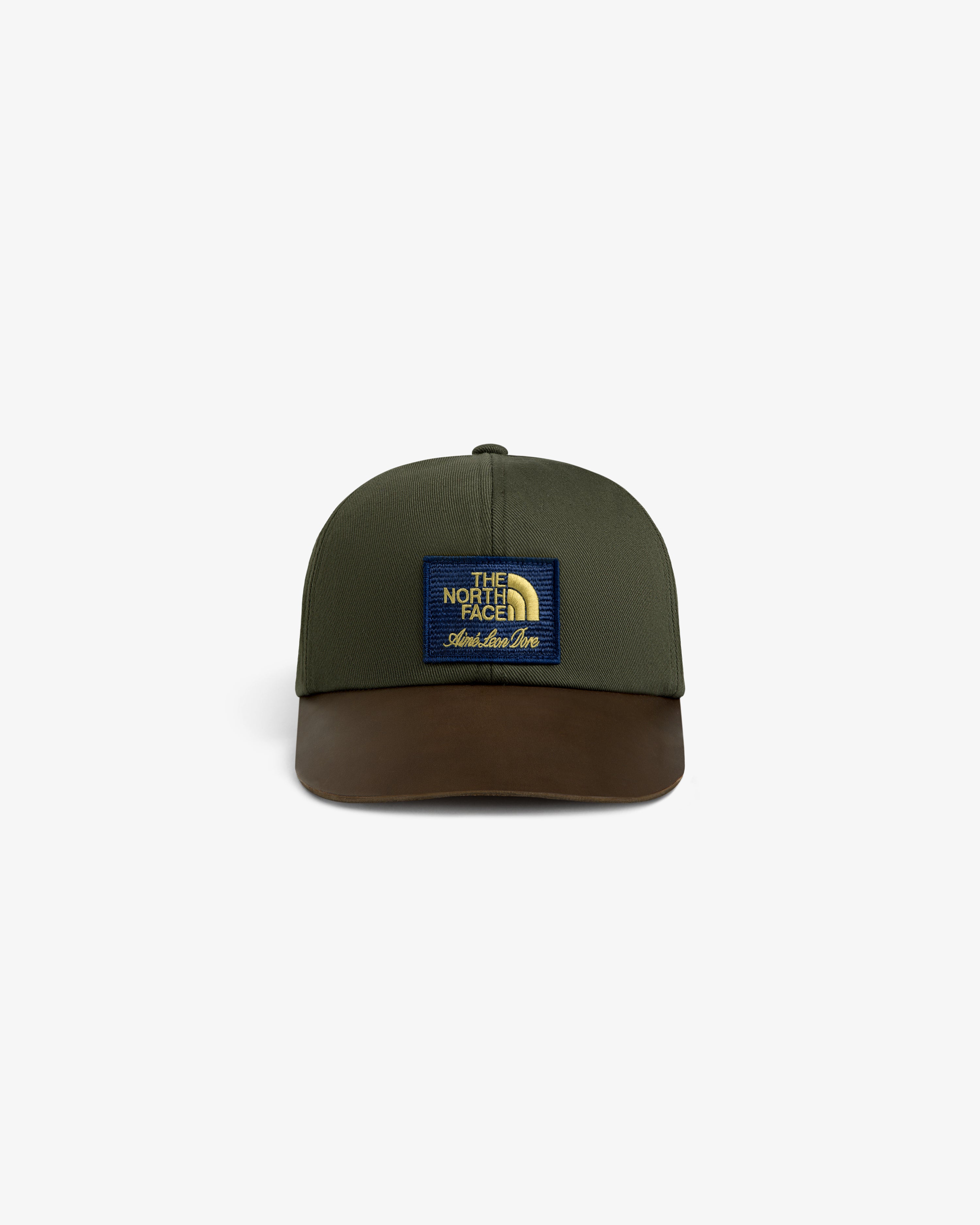 aim-leon-dore-x-the-north-face-leather-brim-logo-hat-5-panel-cap image 2