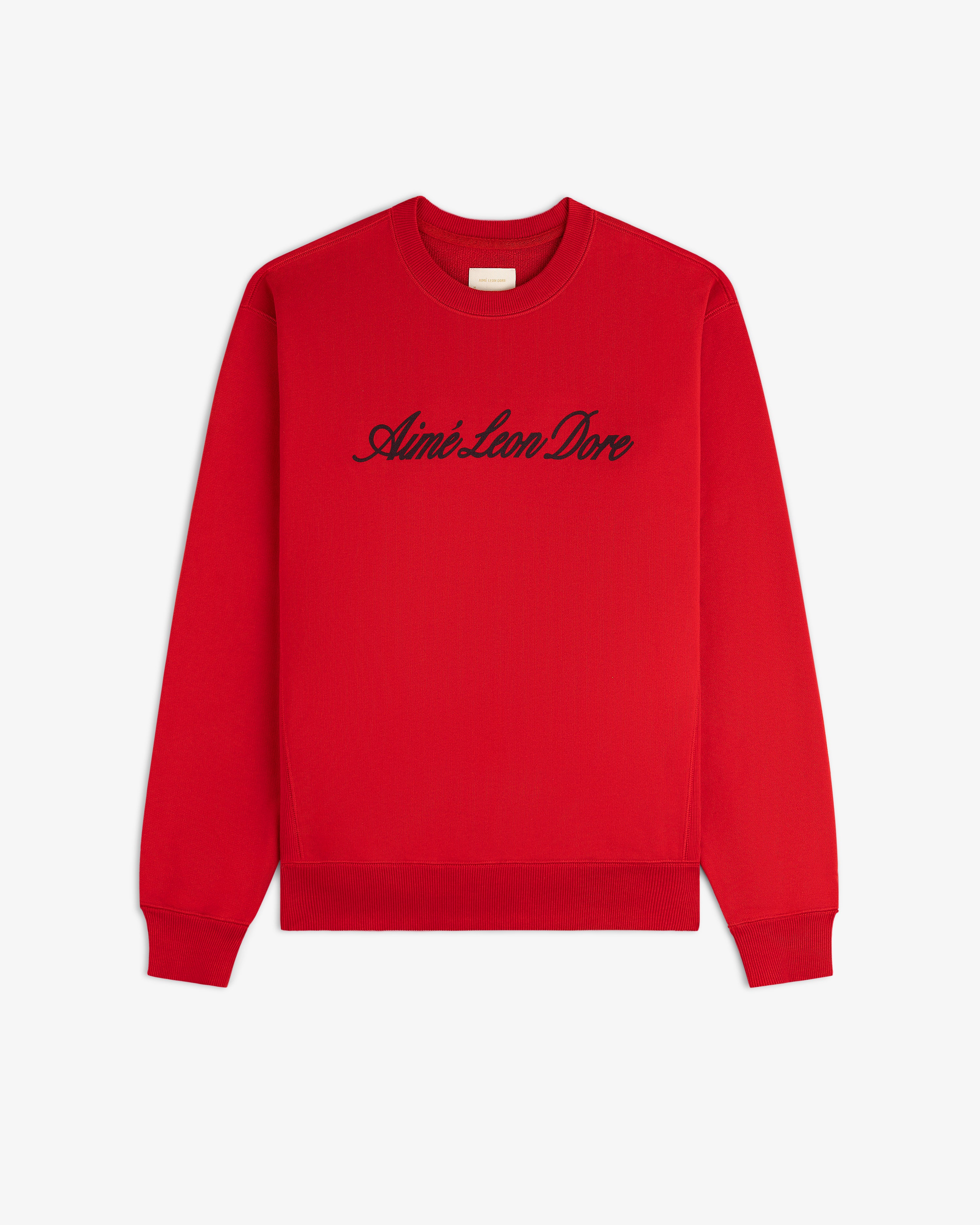 aim-leon-dore-vintage-script-crewneck-sweatshirt-sweater-rot image 2