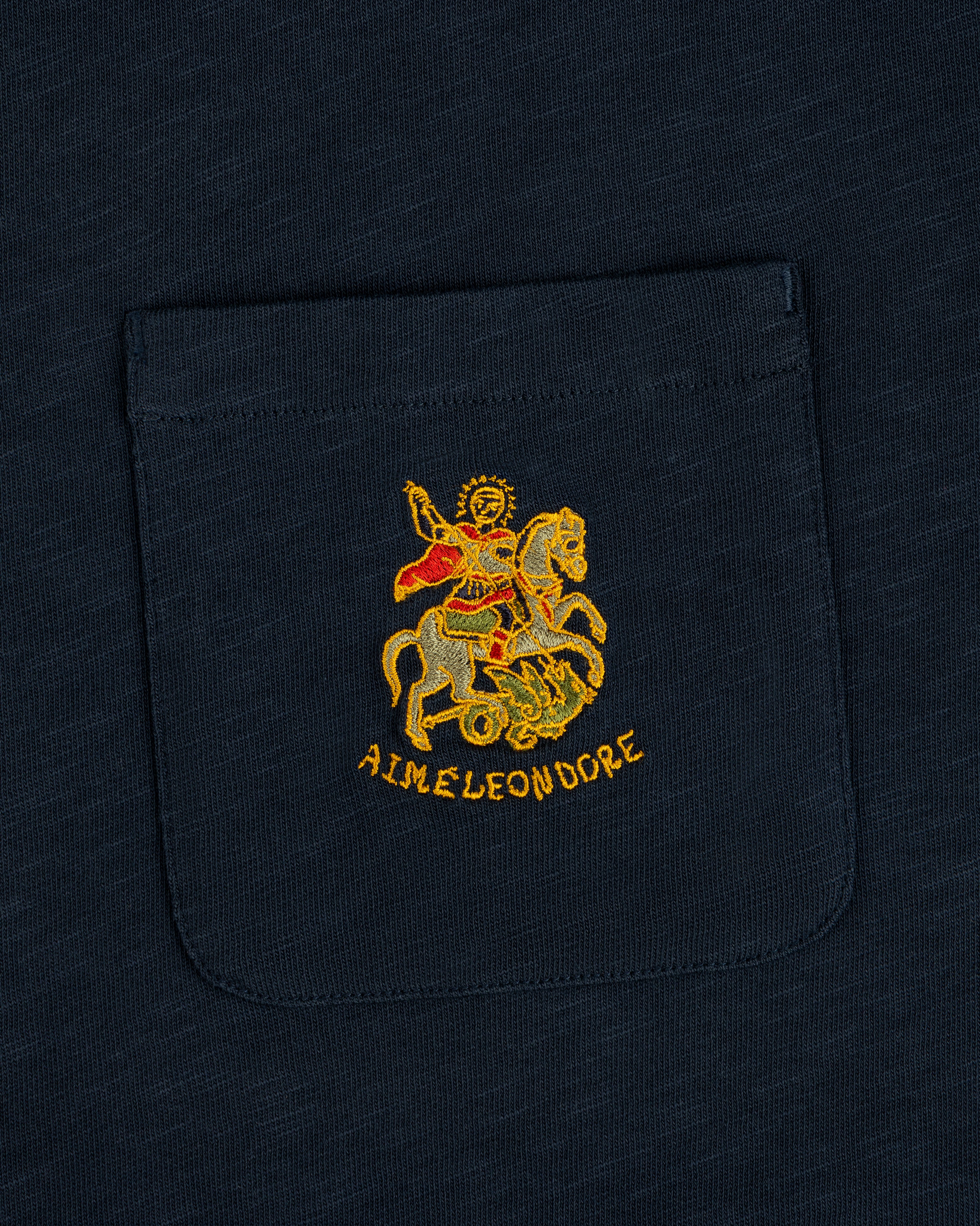 aim-leon-dore-saint-george-slub-pocket-tee-navy-boxy image 3