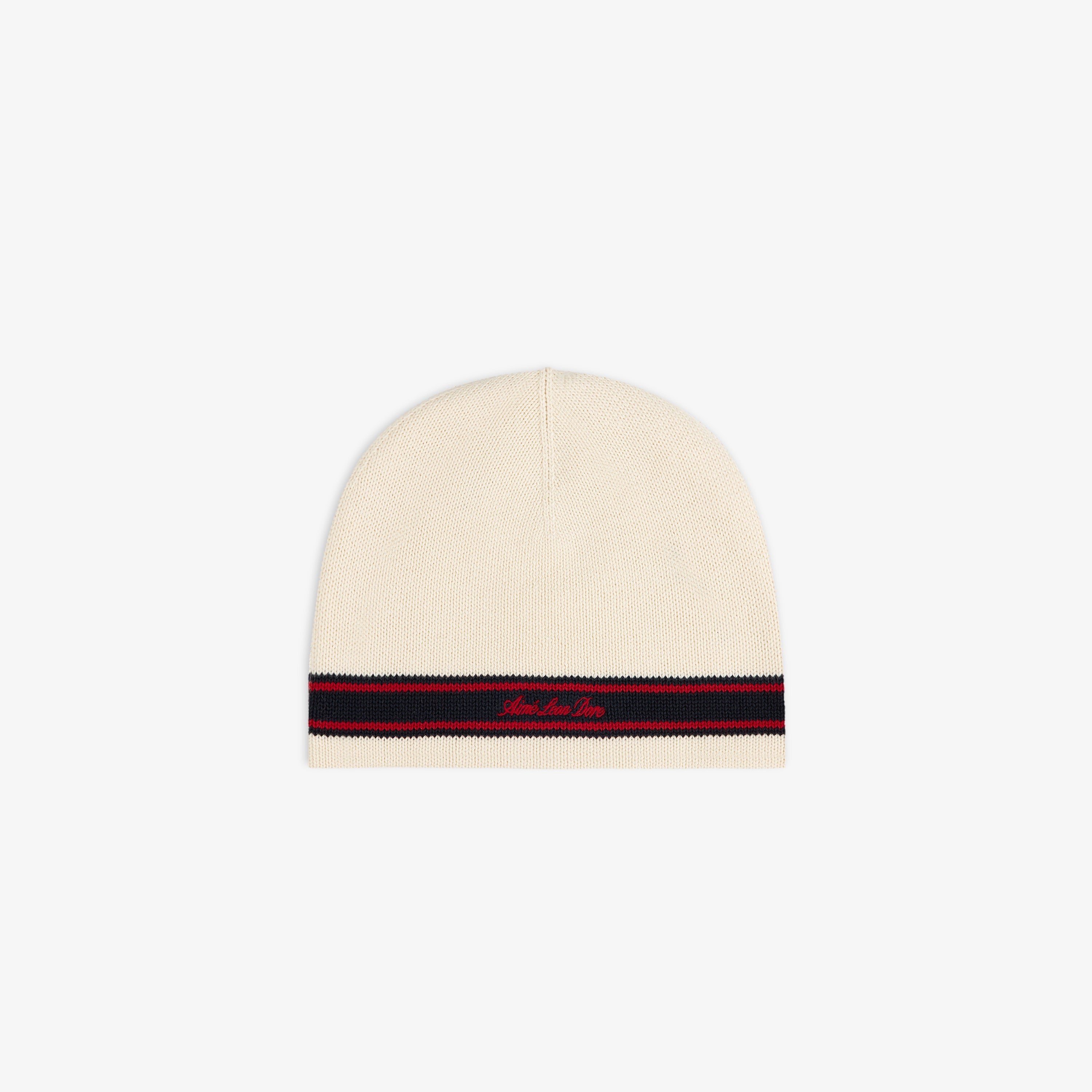aim-leon-dore-stripe-knit-beanie-cream image 1