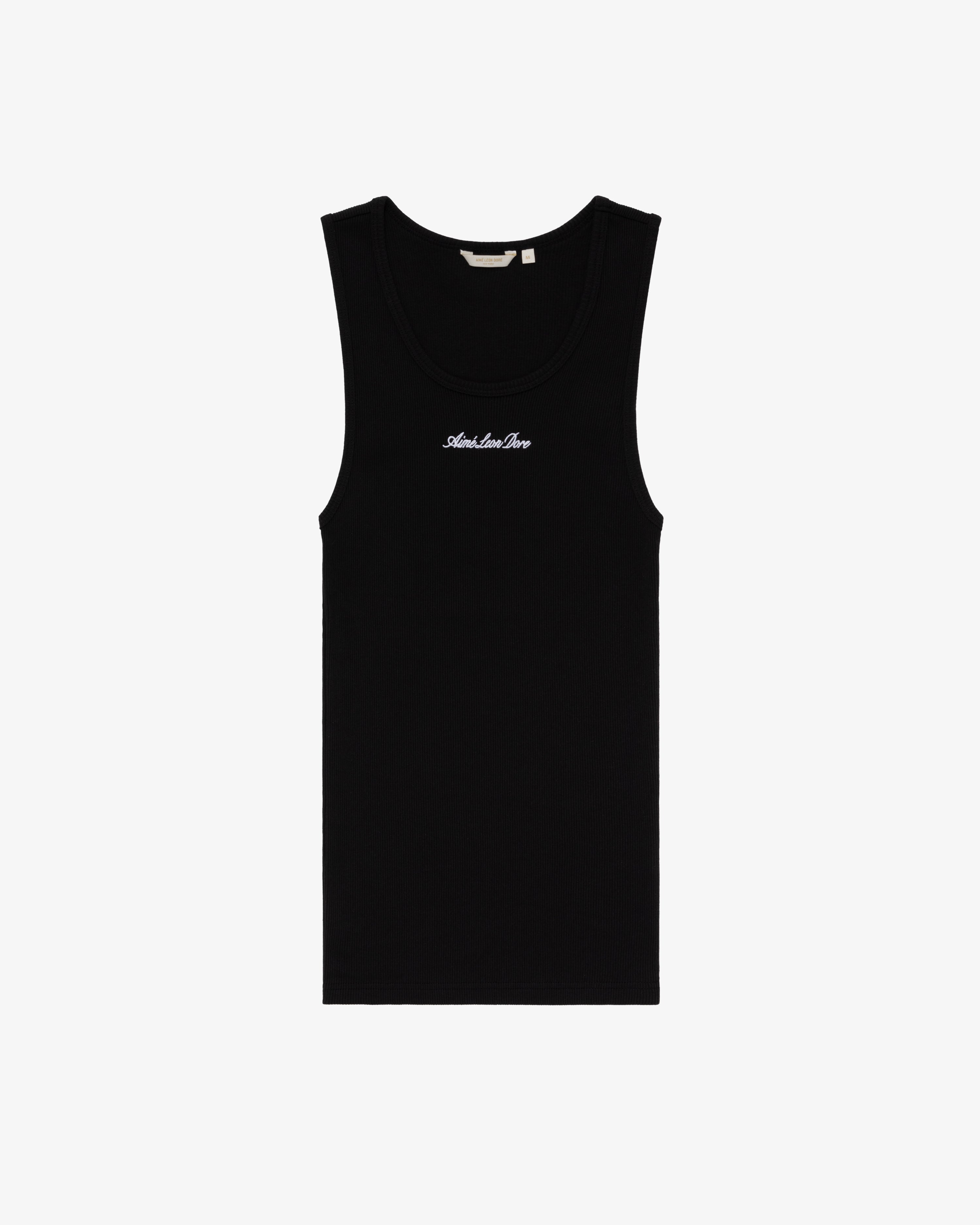 aim-leon-dore-embroidered-logo-tank-top-schwarzes-tank image 2