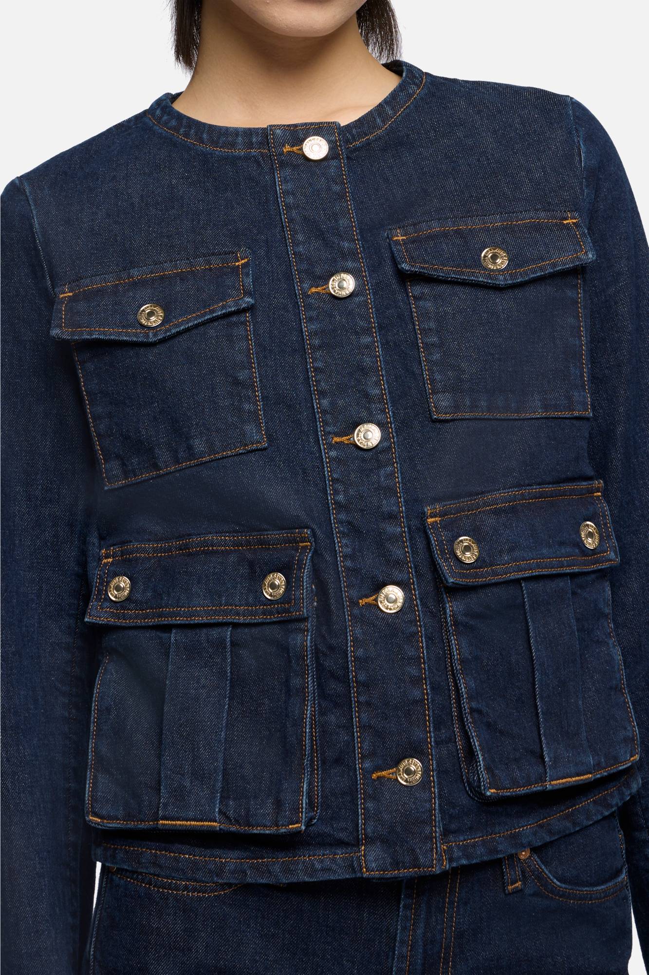 7-for-all-mankind-collarless-jacket-rinsed-indigo-damen-jeansjacke image 4