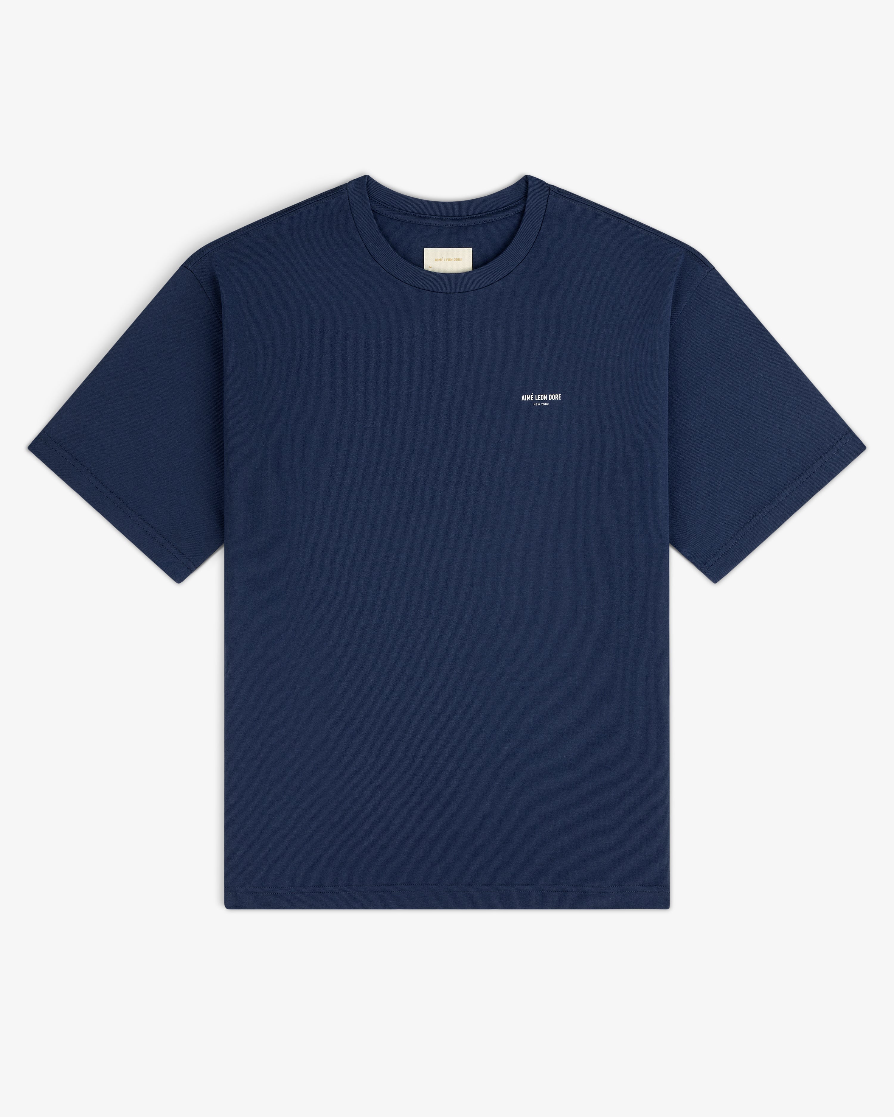 aim-leon-dore-micro-logo-tee-boxy-t-shirt-navy image 2