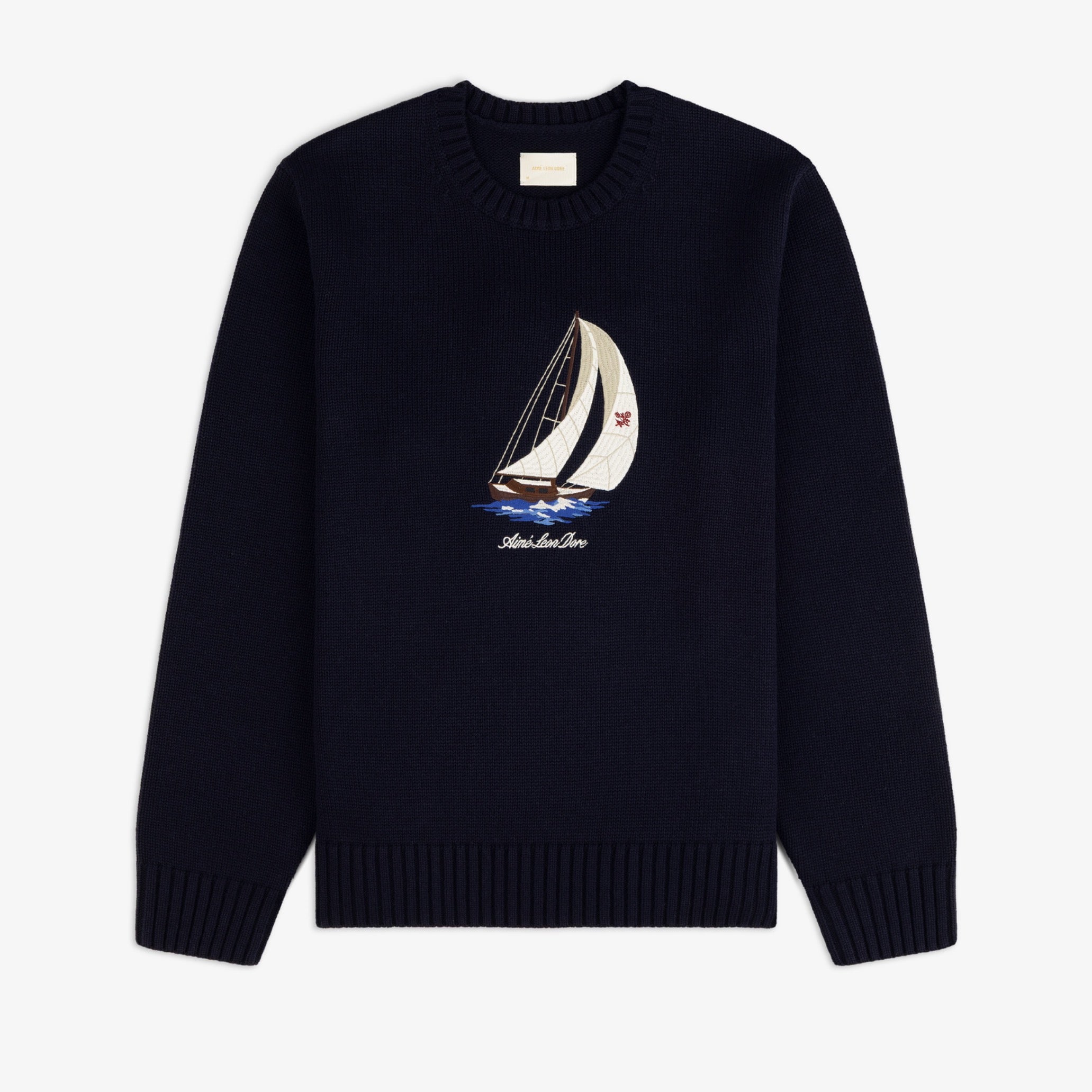 aim-leon-dore-regatta-embroidered-crewneck-sweater-navy image 1