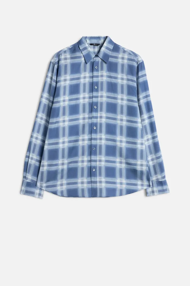 7-for-all-mankind-classic-button-up-shirt-herren-fluid-blue-check image 1