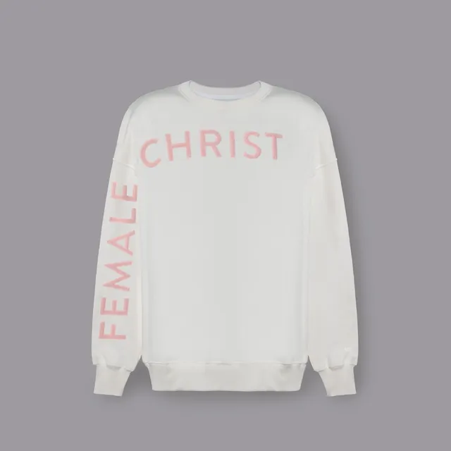 19-69-female-christ-sweatshirt-off-white-unisex-oversize-crewneck image 1
