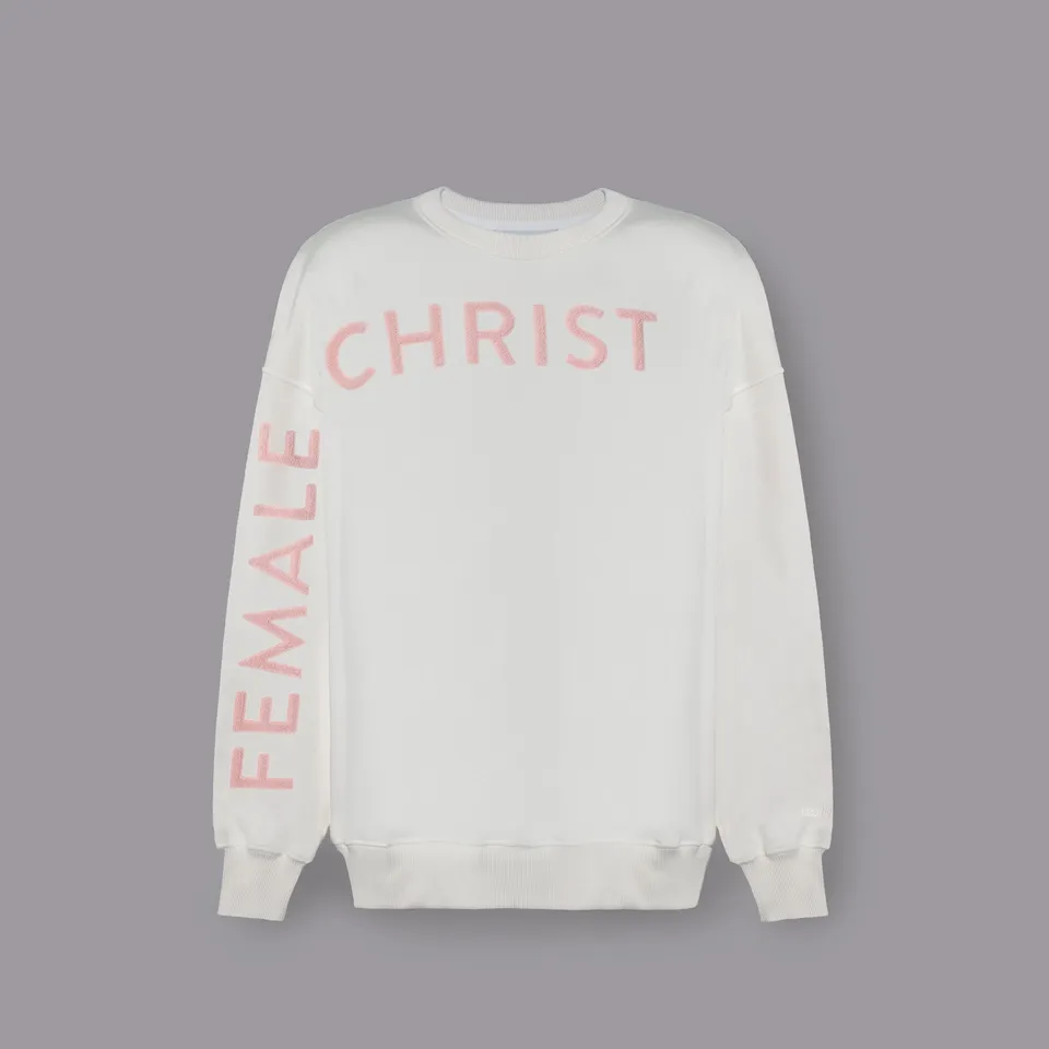 19-69-female-christ-sweatshirt-off-white-unisex-oversize-crewneck image 1