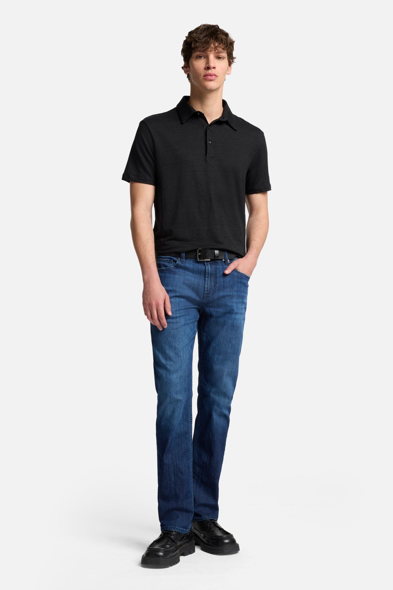 7-for-all-mankind-linen-polo-linen-black-herren-leinen-polo-schwarz image 2