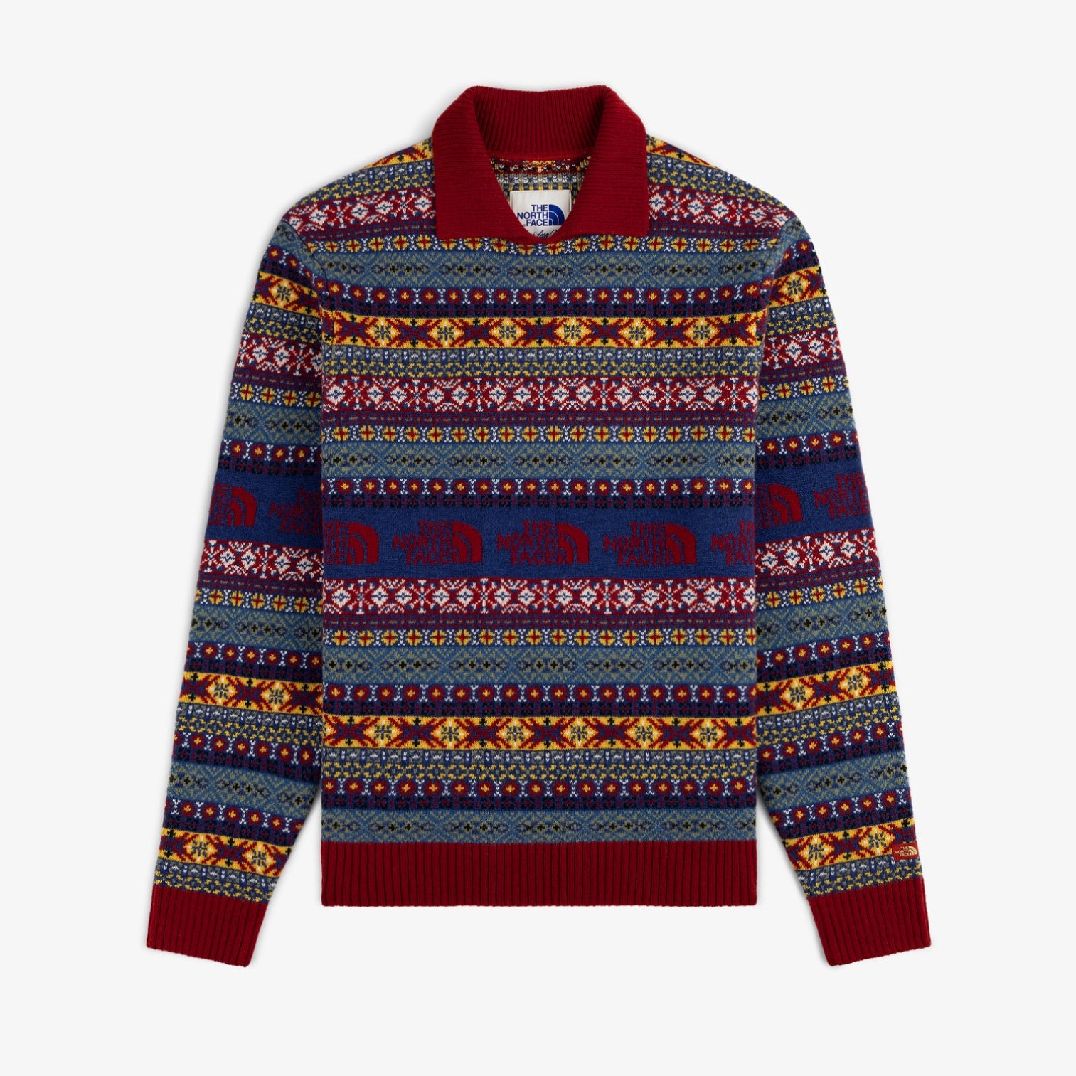 aim-leon-dore-x-the-north-face-fair-isle-knit-polo-merino-pullover image 1