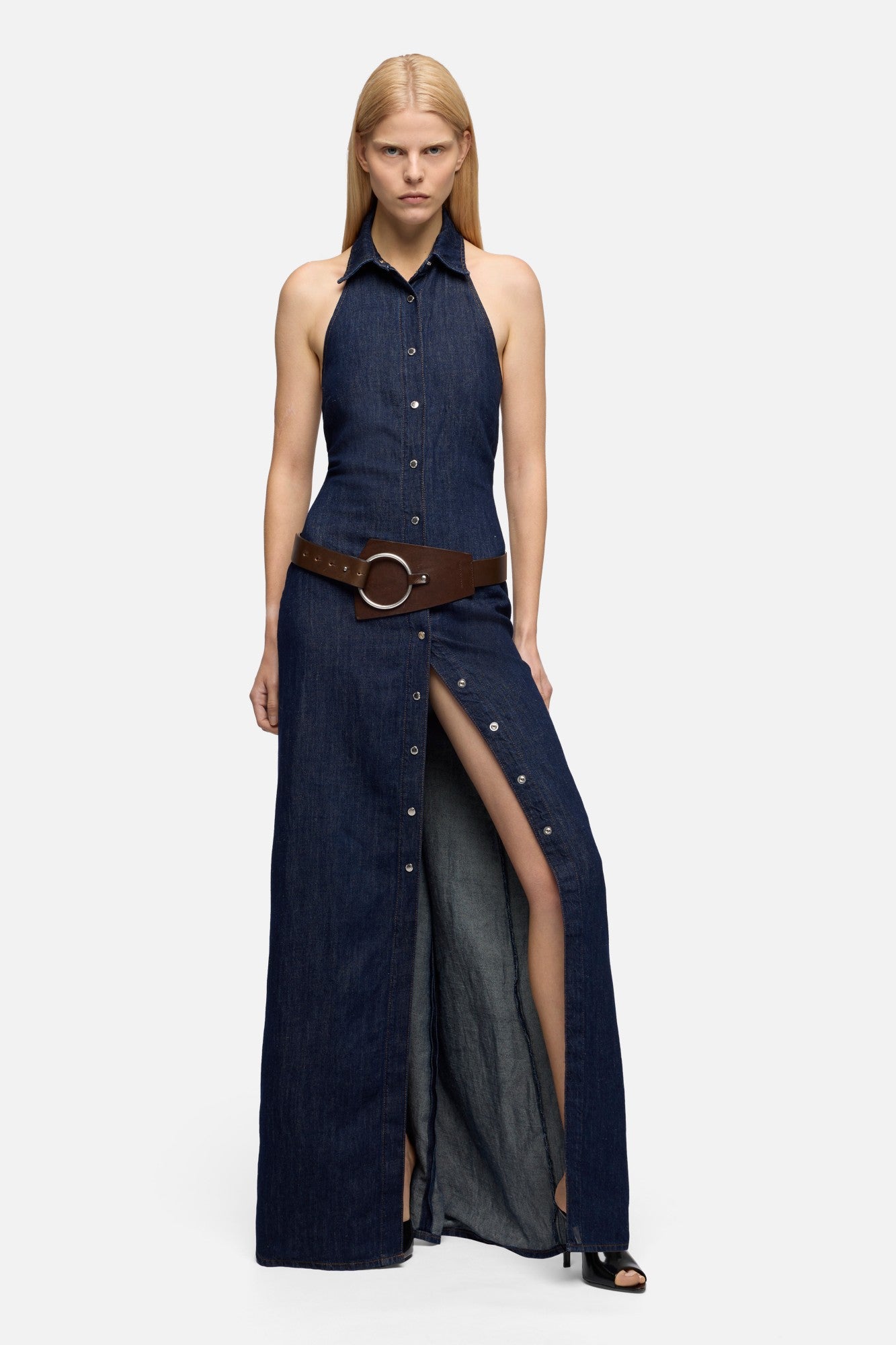 7-for-all-mankind-halter-maxi-dress-indigo-linen-blossom-damen image 2