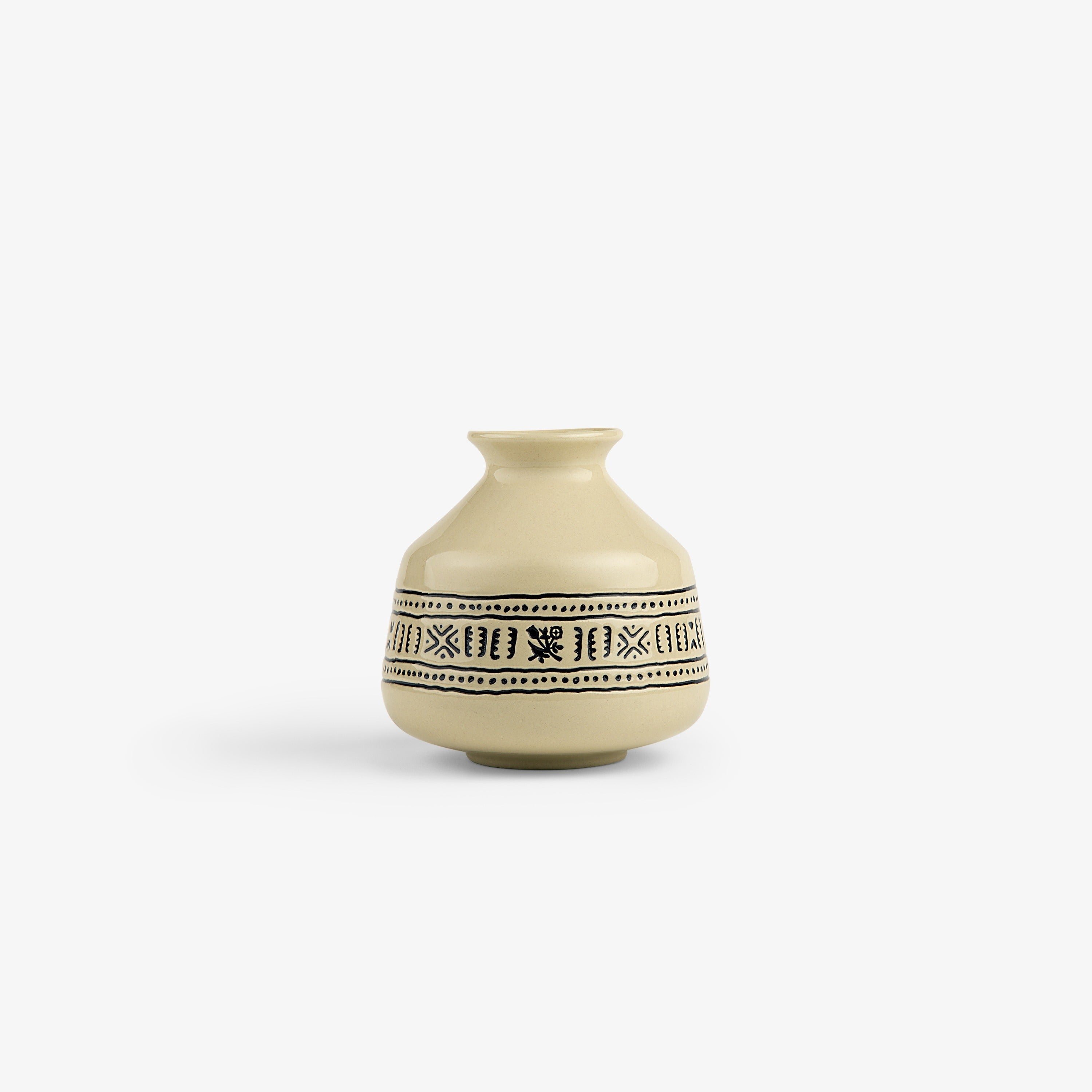 aim-leon-dore-textile-patterned-bud-vase-beige-steingutvase image 1