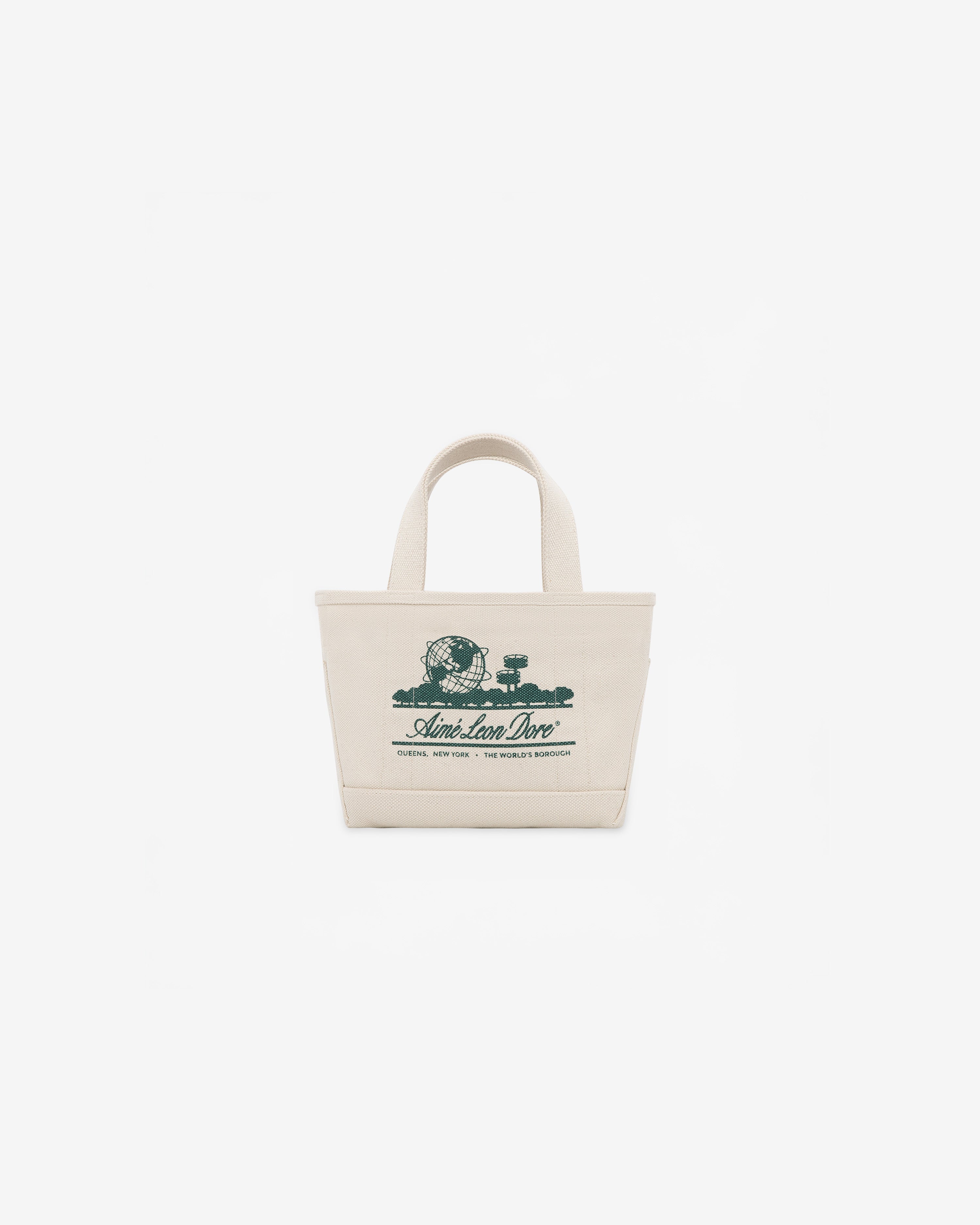 aim-leon-dore-mini-unisphere-tote-bag-creme-gr-ne-canvas-tasche image 2
