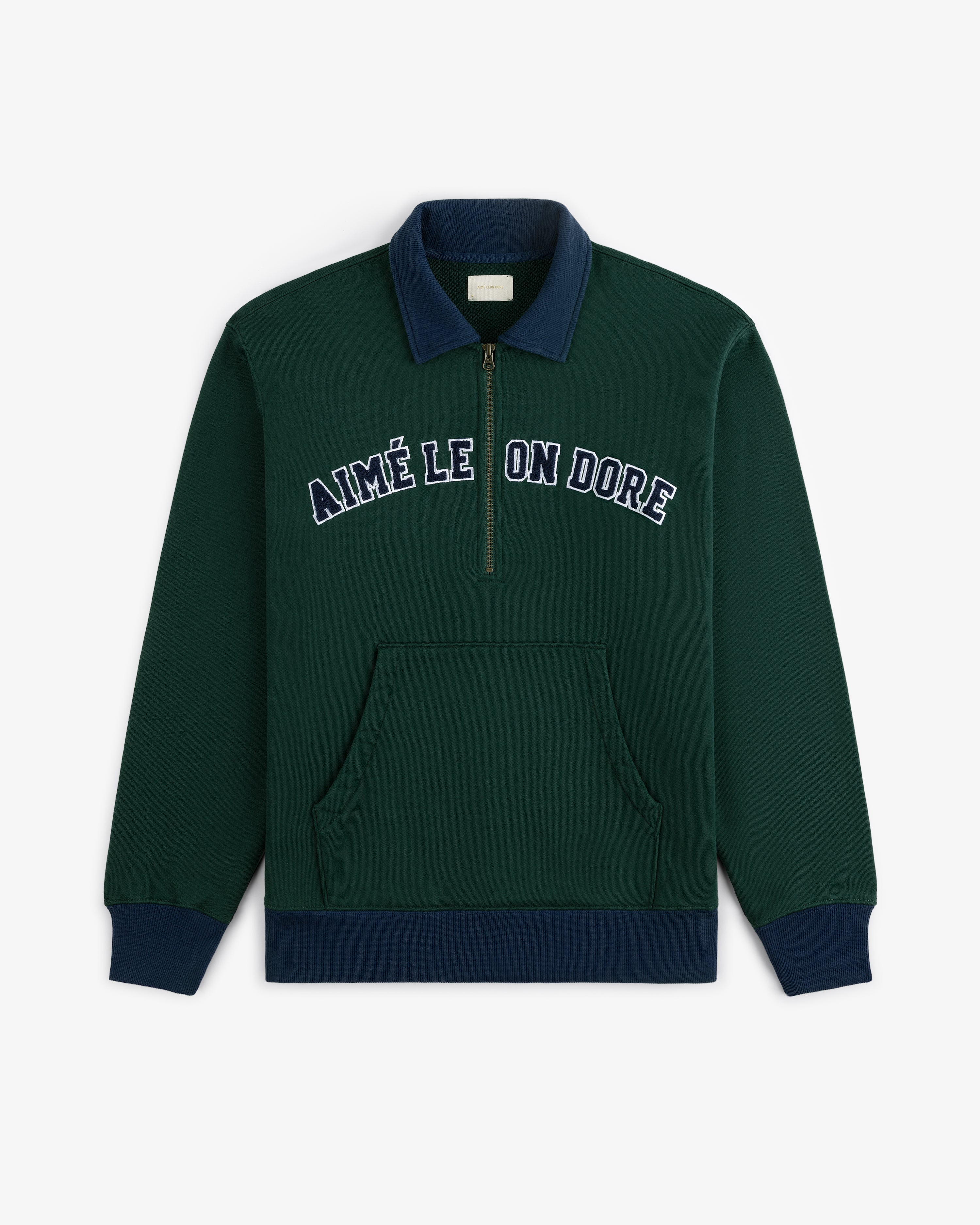 aim-leon-dore-collegiate-quarter-zip-pullover-gr-n image 2